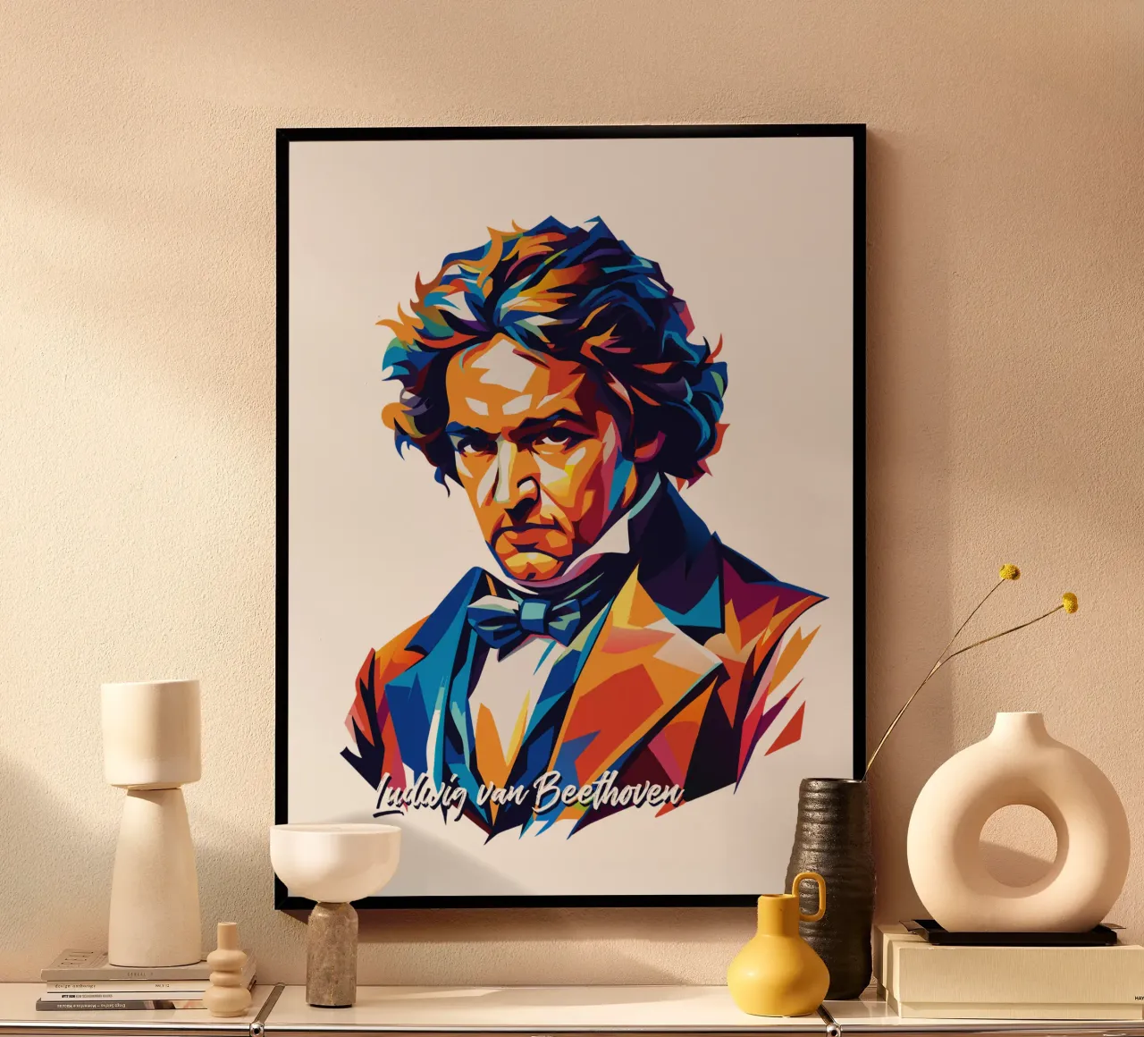 Ludwig van Beethoven WPAP Pop Art carta hahnemühle da vectorartnesia