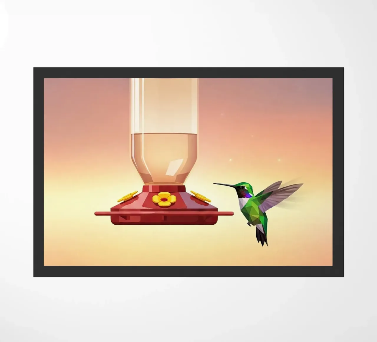 Hummingbird Hovering doormat by FlatPrint Studio