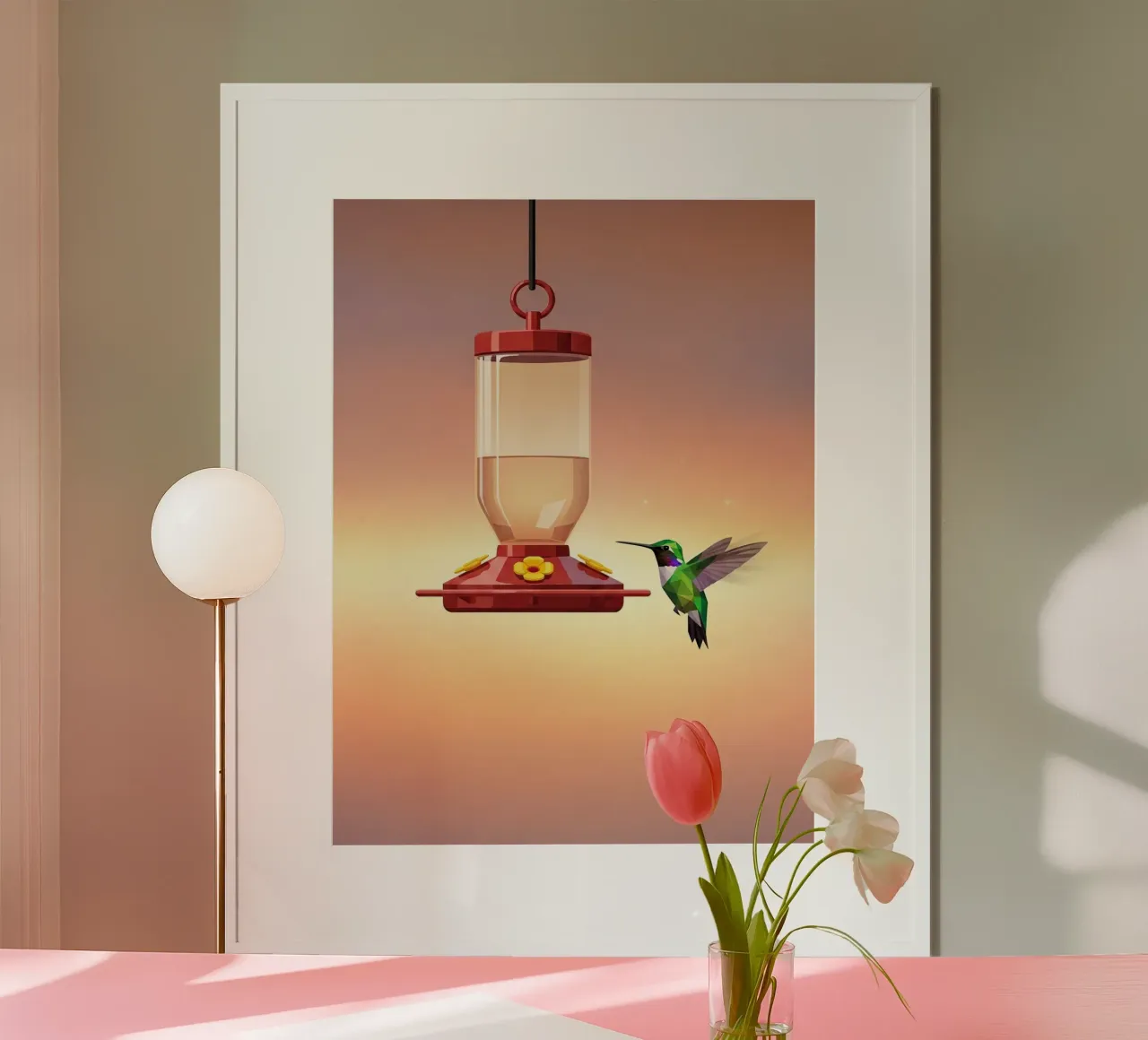 Hummingbird Hovering poster by FlatPrint Studio