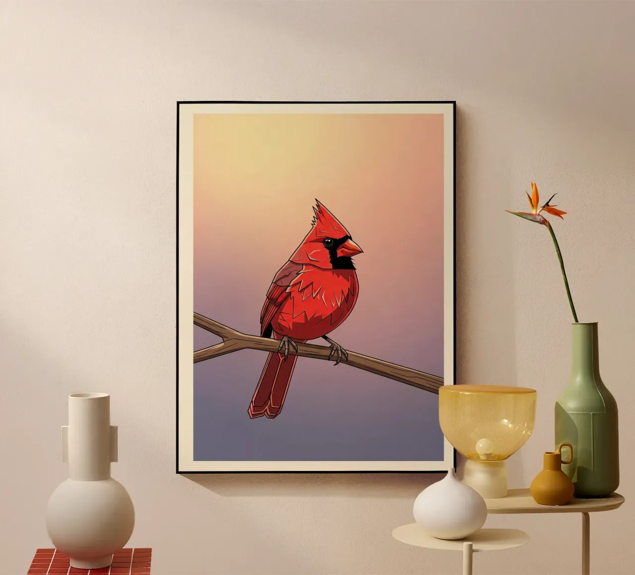 Cardinal Red Bird plexiglass da FlatPrint Studio