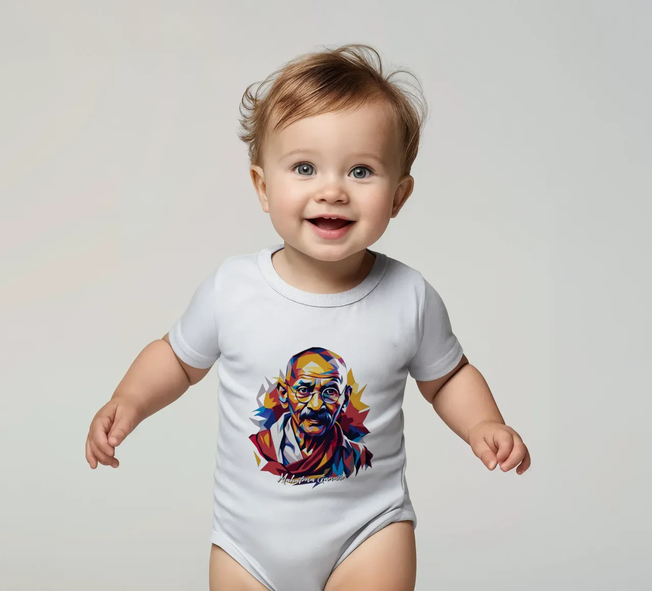 Mahatma Gandhi WPAP Pop Art body neonato maniche corte da vectorartnesia