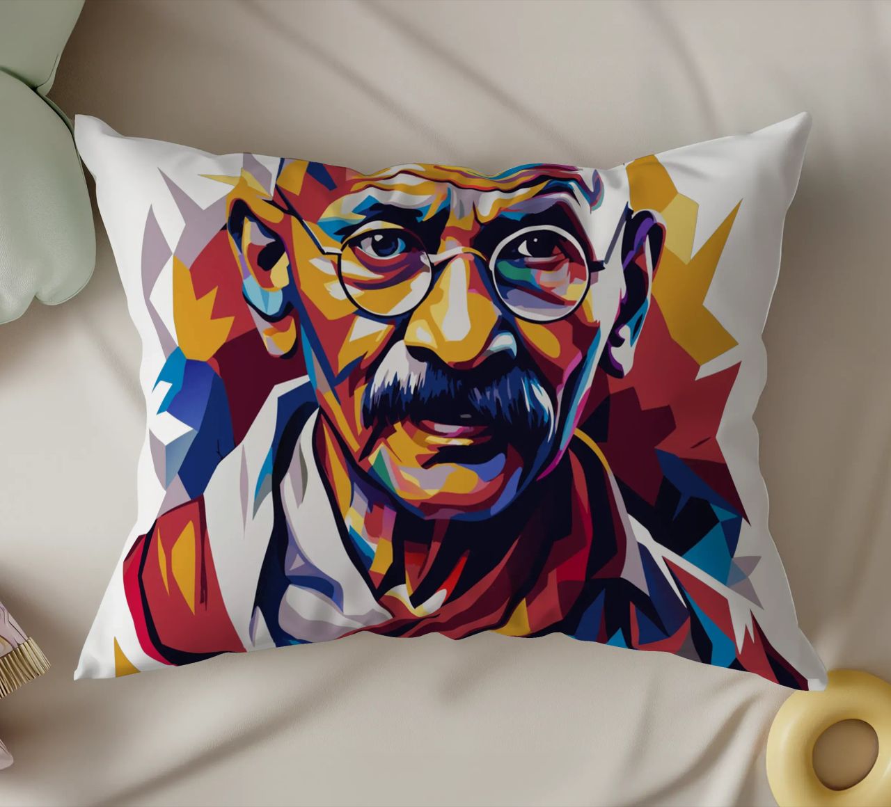 Mahatma Gandhi WPAP Pop Art cuscino da vectorartnesia
