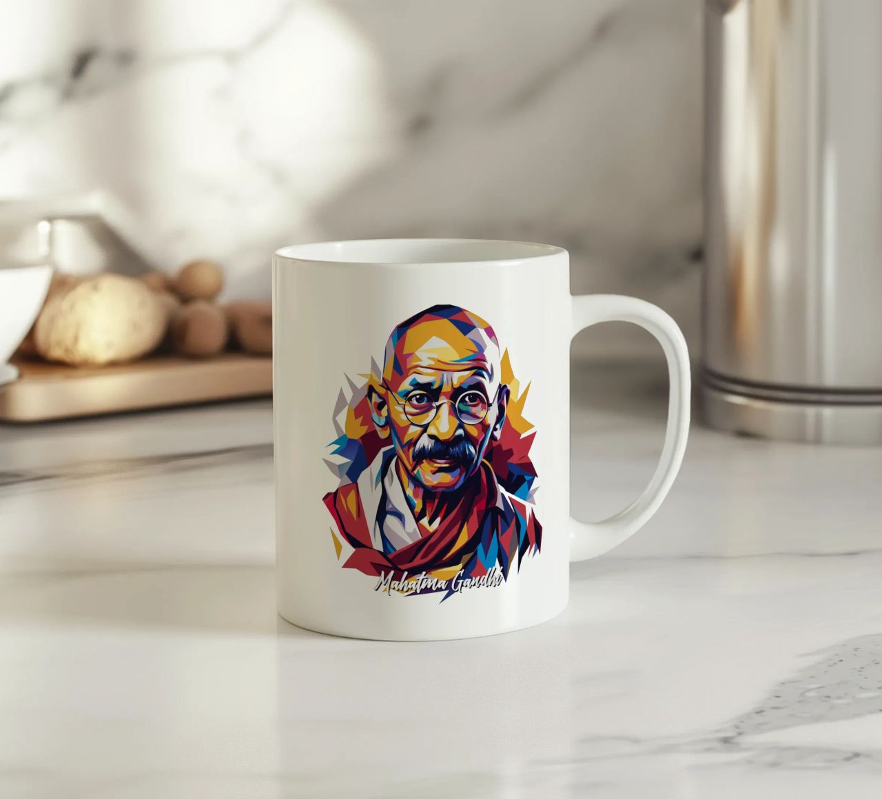 Mahatma Gandhi WPAP Pop Art tazza in ceramica da vectorartnesia