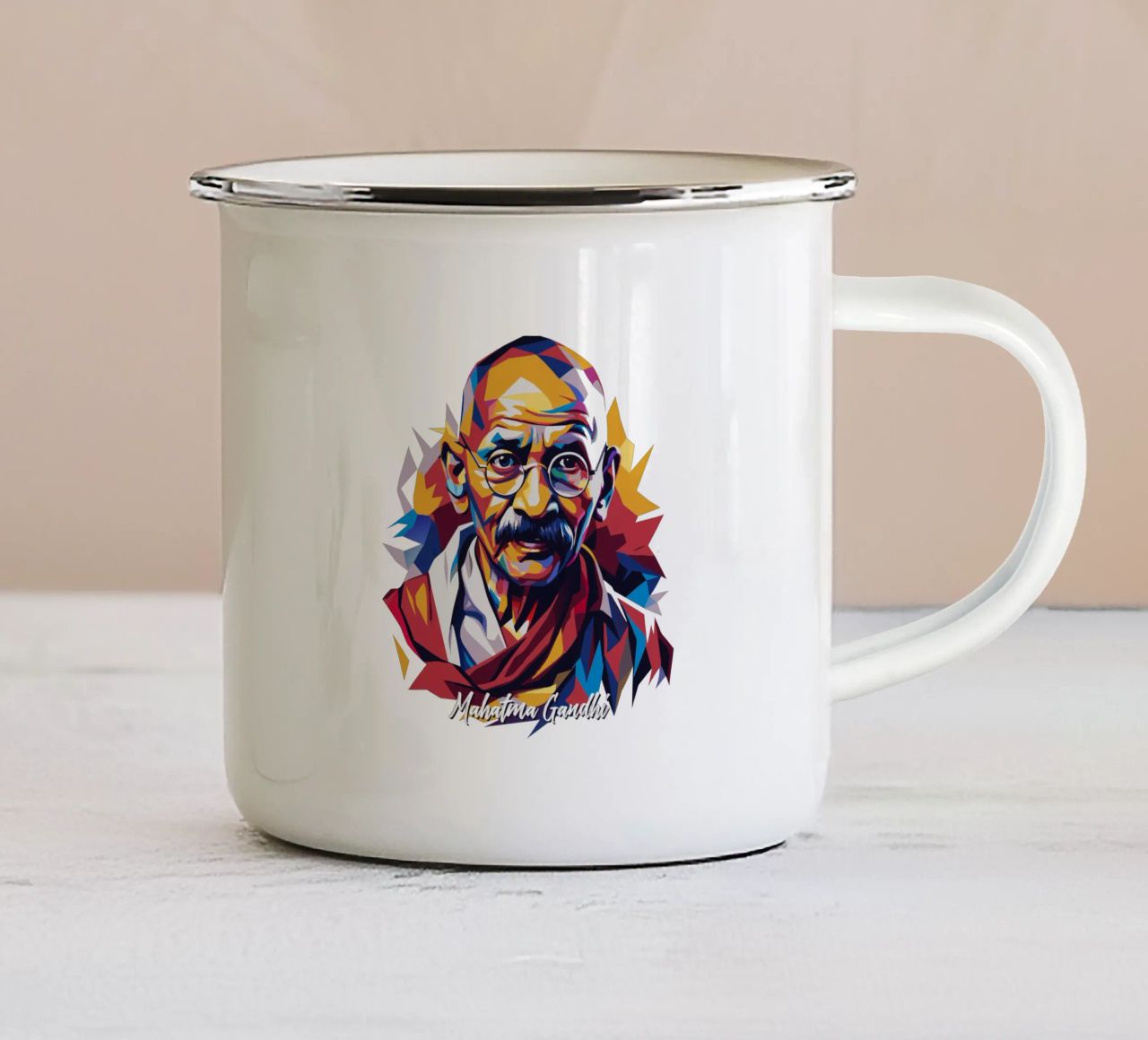 Mahatma Gandhi WPAP Pop Art tazza in smalto da vectorartnesia
