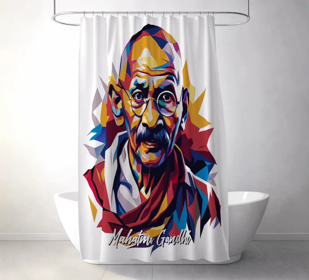 Mahatma Gandhi WPAP Pop Art tenda da doccia da vectorartnesia