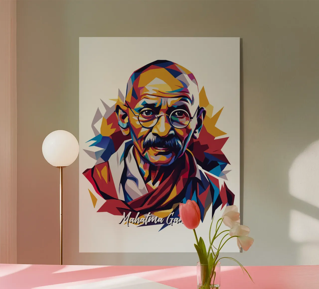 Mahatma Gandhi WPAP Pop Art acrylic glass by vectorartnesia