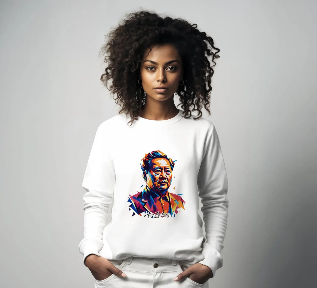 Mao Zedong in WPAP Pop Art Sweatshirt von vectorartnesia