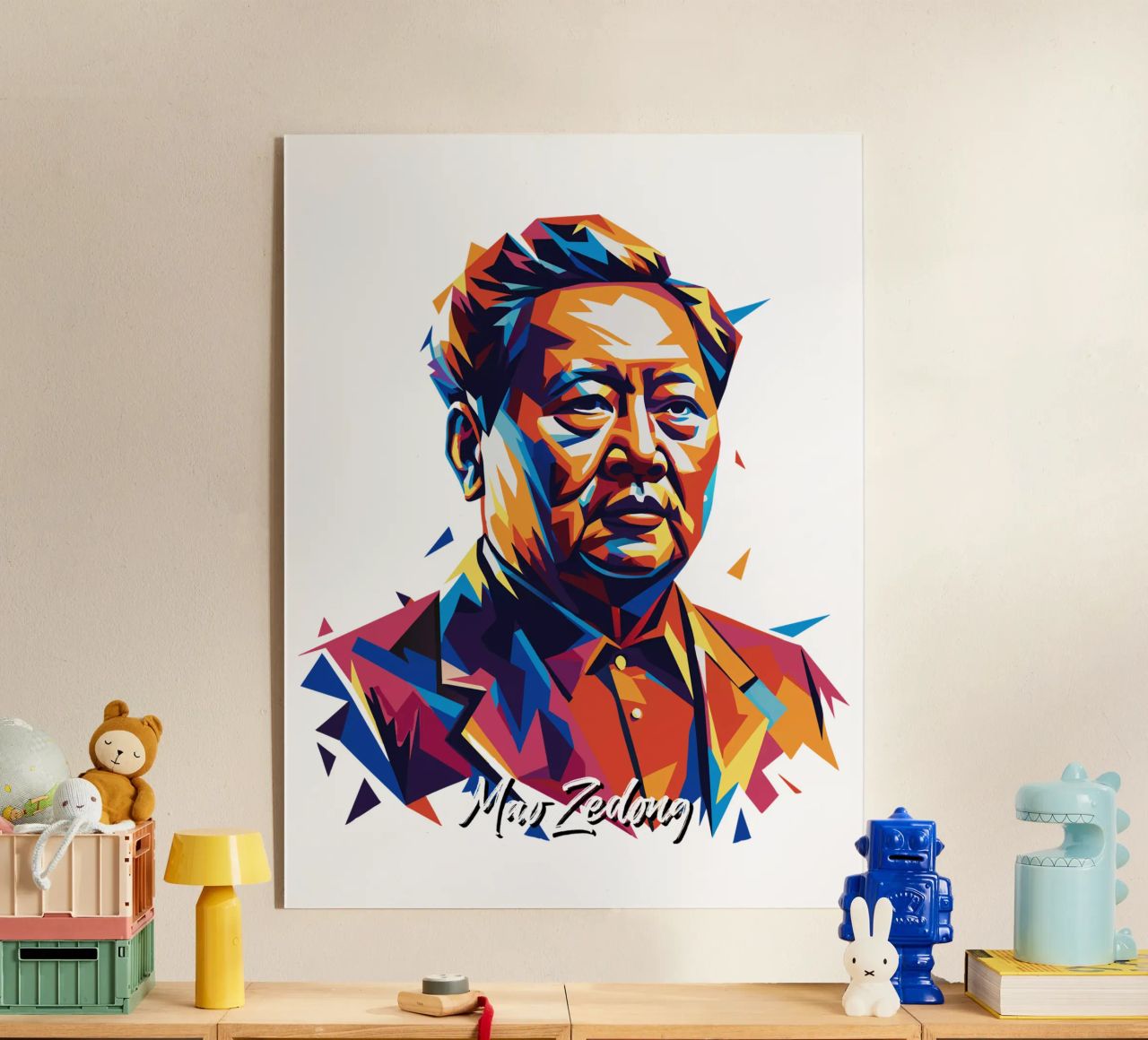 Mao Zedong in WPAP Pop Art plexiglass da vectorartnesia