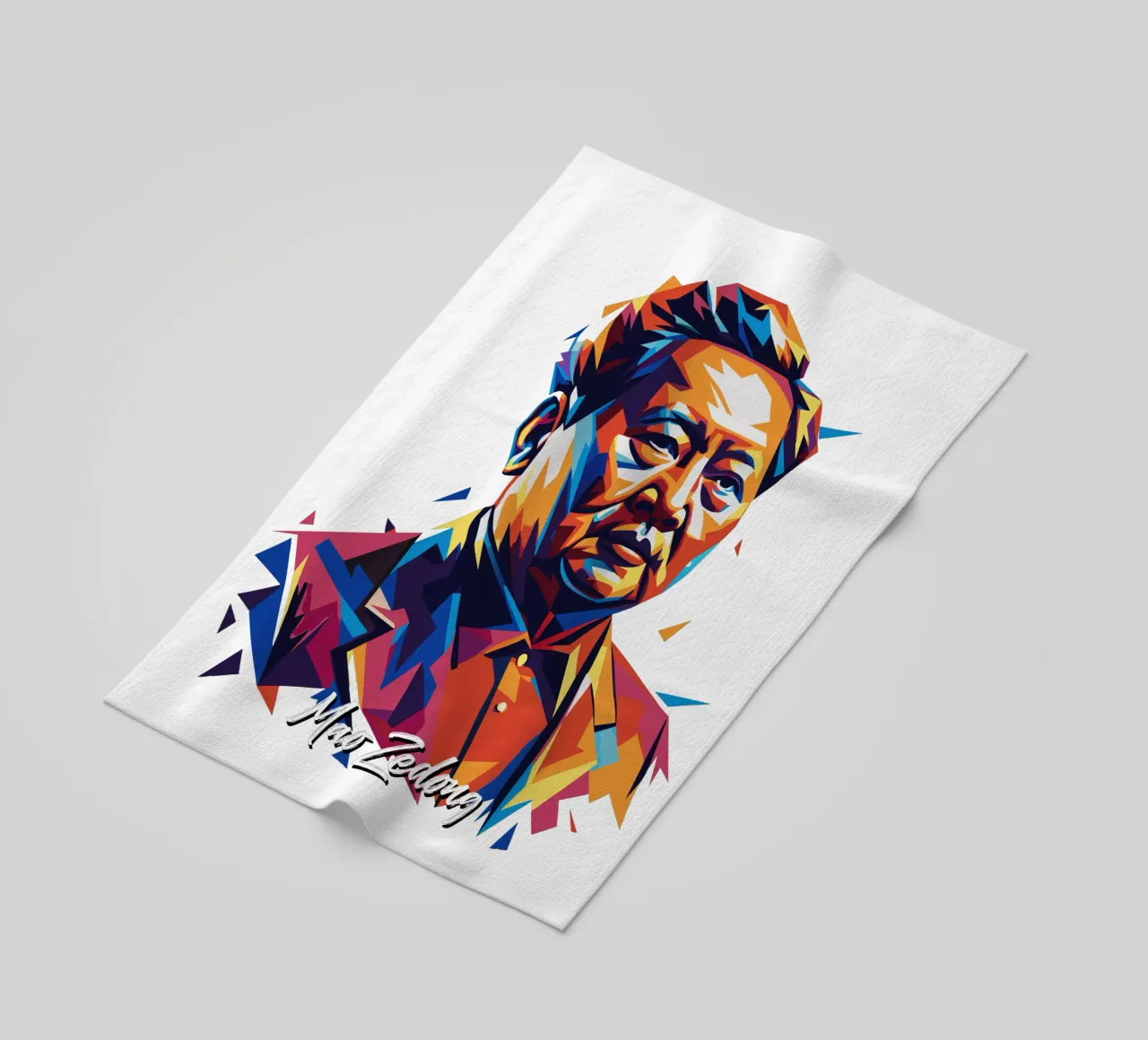 Mao Zedong in WPAP Pop Art beach towel by vectorartnesia