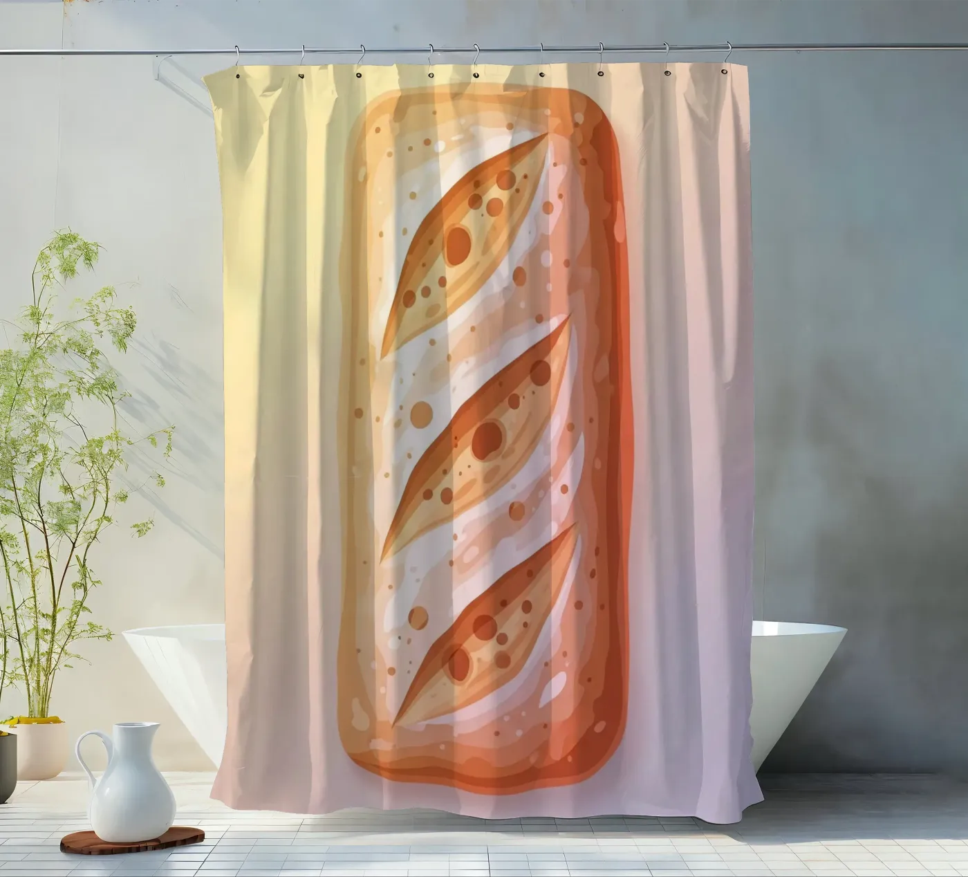 Ciabatta Rustic Duschvorhang von FlatPrint Studio
