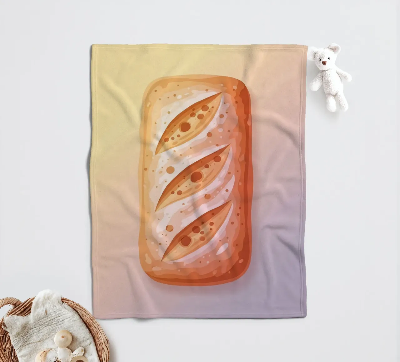 Ciabatta Rustic fleecedeken van FlatPrint Studio