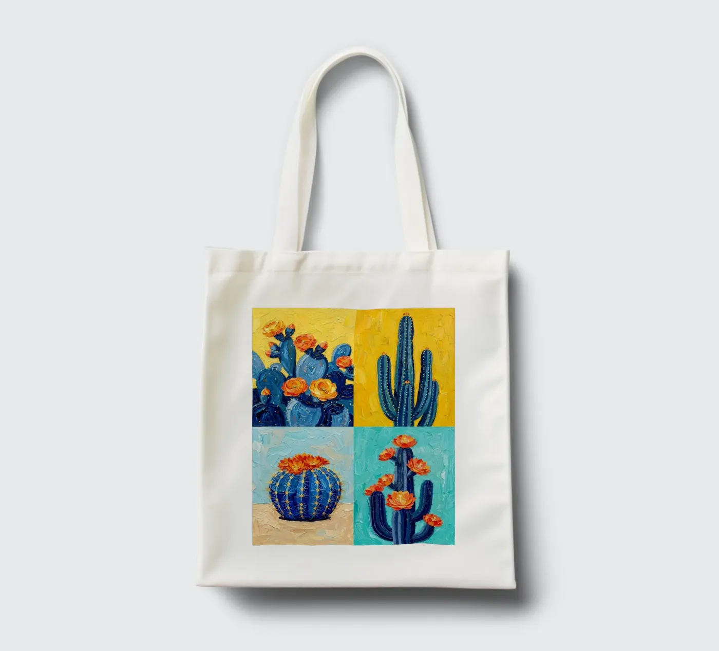 Blue Cactus Quartet tote bag by FlatPrint Studio