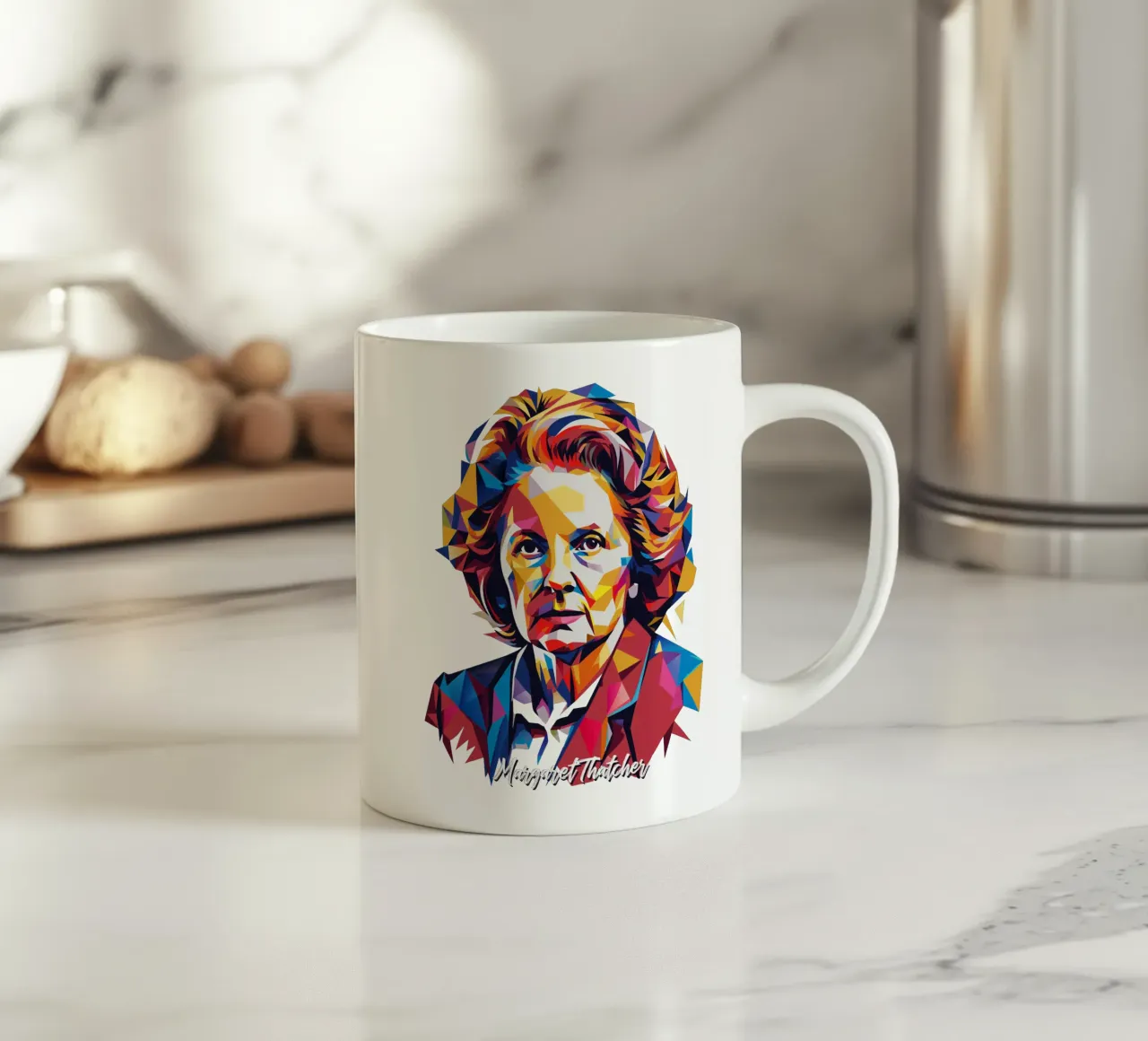 Margaret Thatcher WPAP Pop Art tazza in ceramica da vectorartnesia