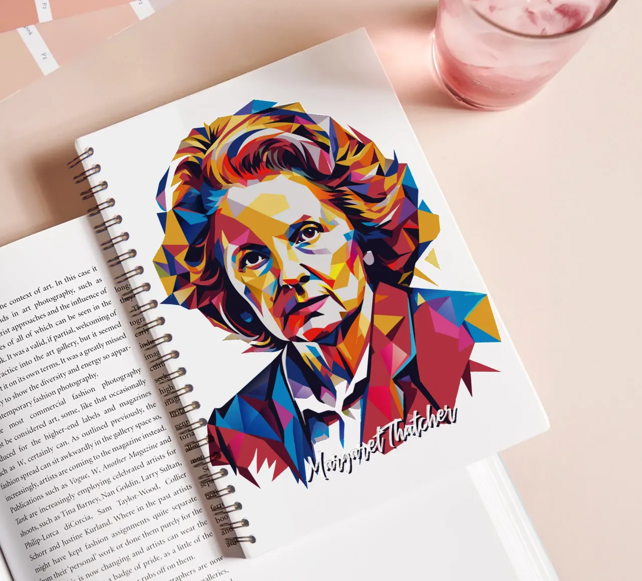 Margaret Thatcher WPAP Pop Art spiral notebook by vectorartnesia