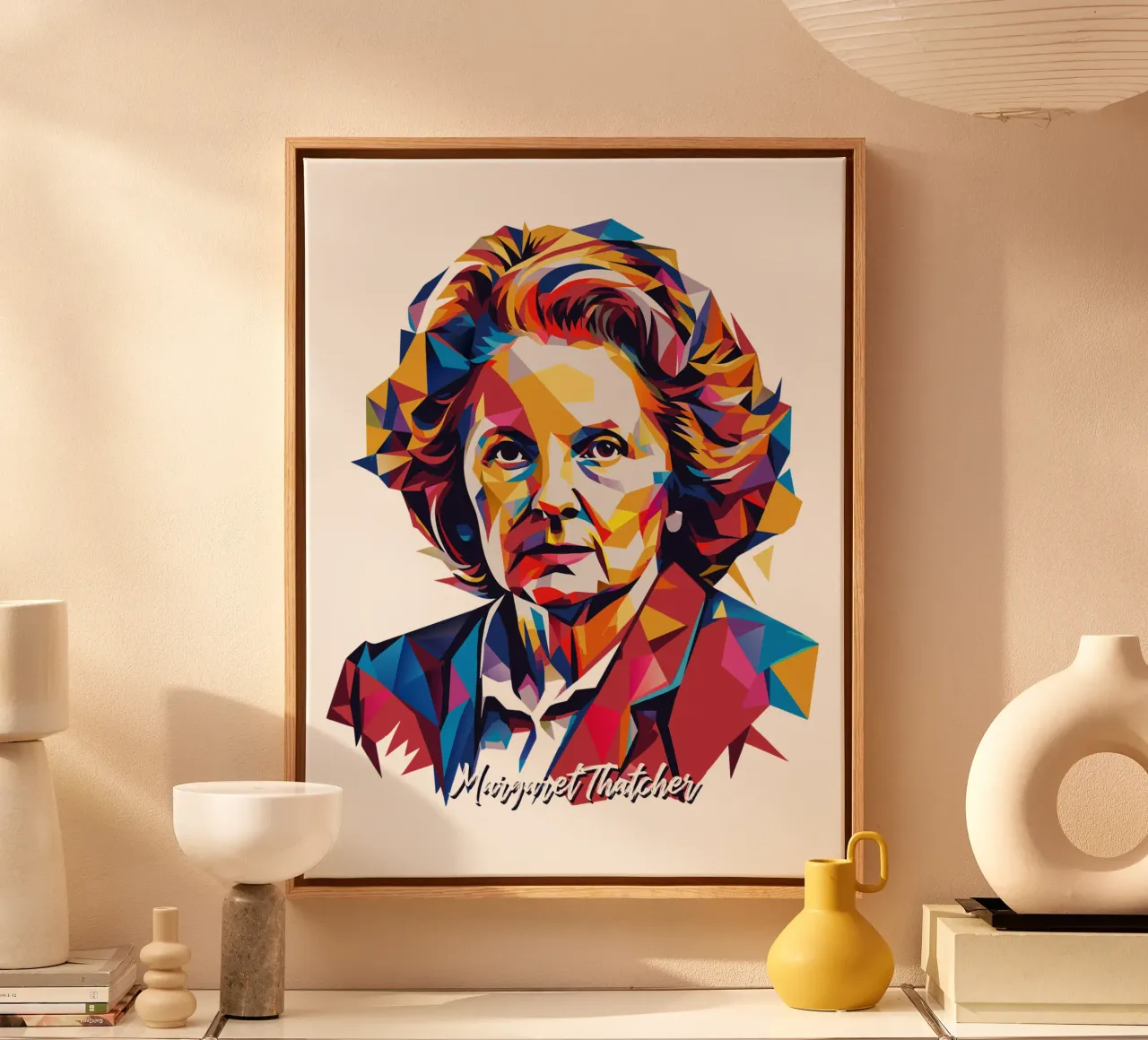 Margaret Thatcher WPAP Pop Art tela con Cornice a cassetta da vectorartnesia