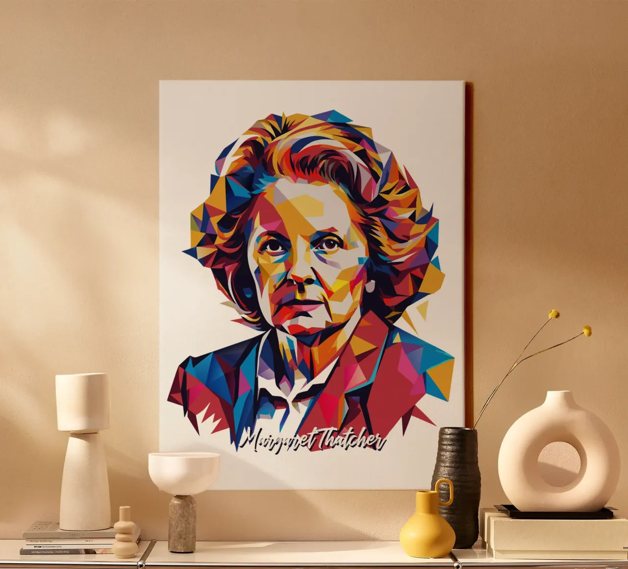 Margaret Thatcher WPAP Pop Art tela con Cornice a cassetta da vectorartnesia