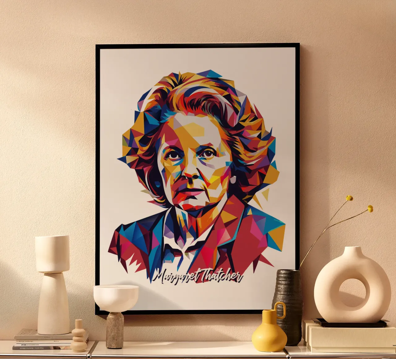 Margaret Thatcher WPAP Pop Art carta hahnemühle da vectorartnesia