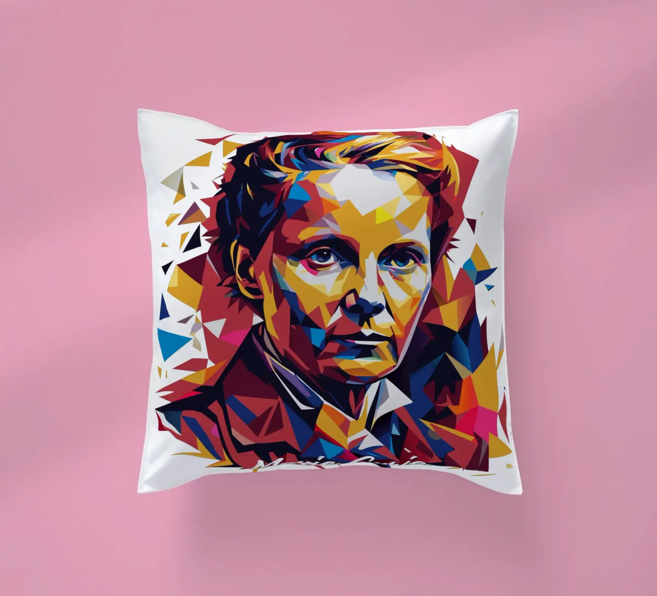 Marie Curie WPAP Pop Art cuscino da vectorartnesia