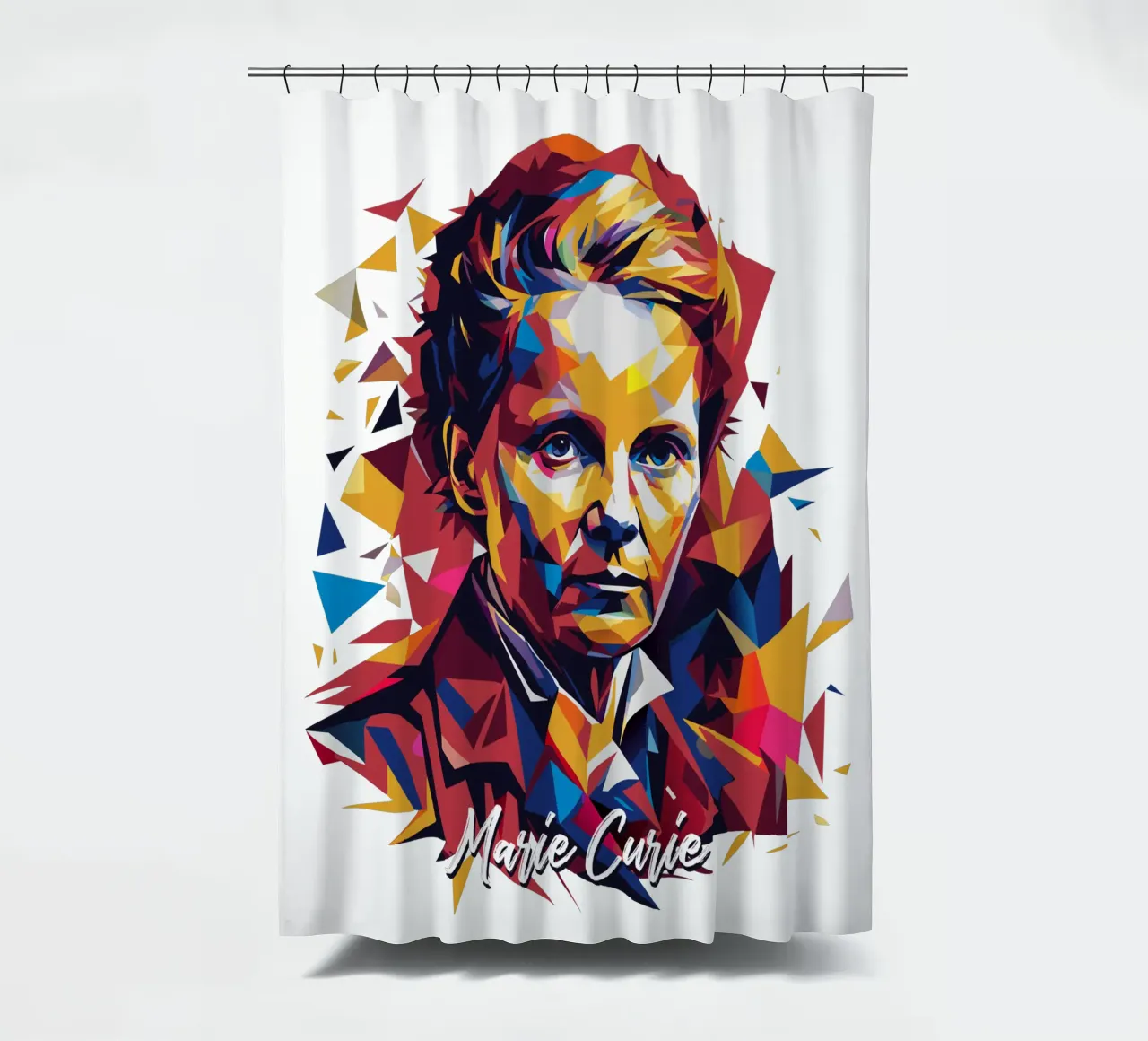 Marie Curie WPAP Pop Art tenda da doccia da vectorartnesia