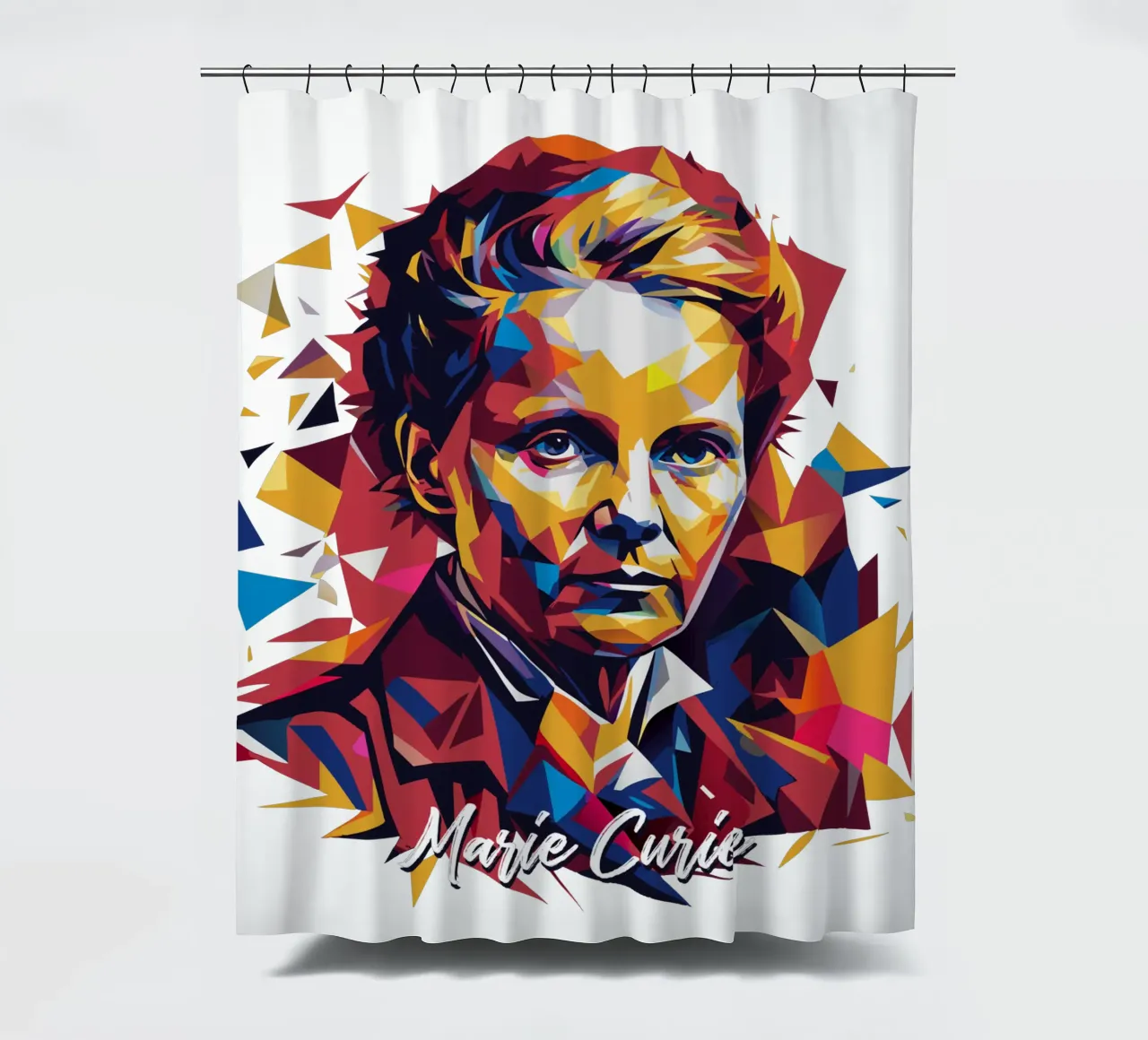 Marie Curie WPAP Pop Art tenda da doccia da vectorartnesia