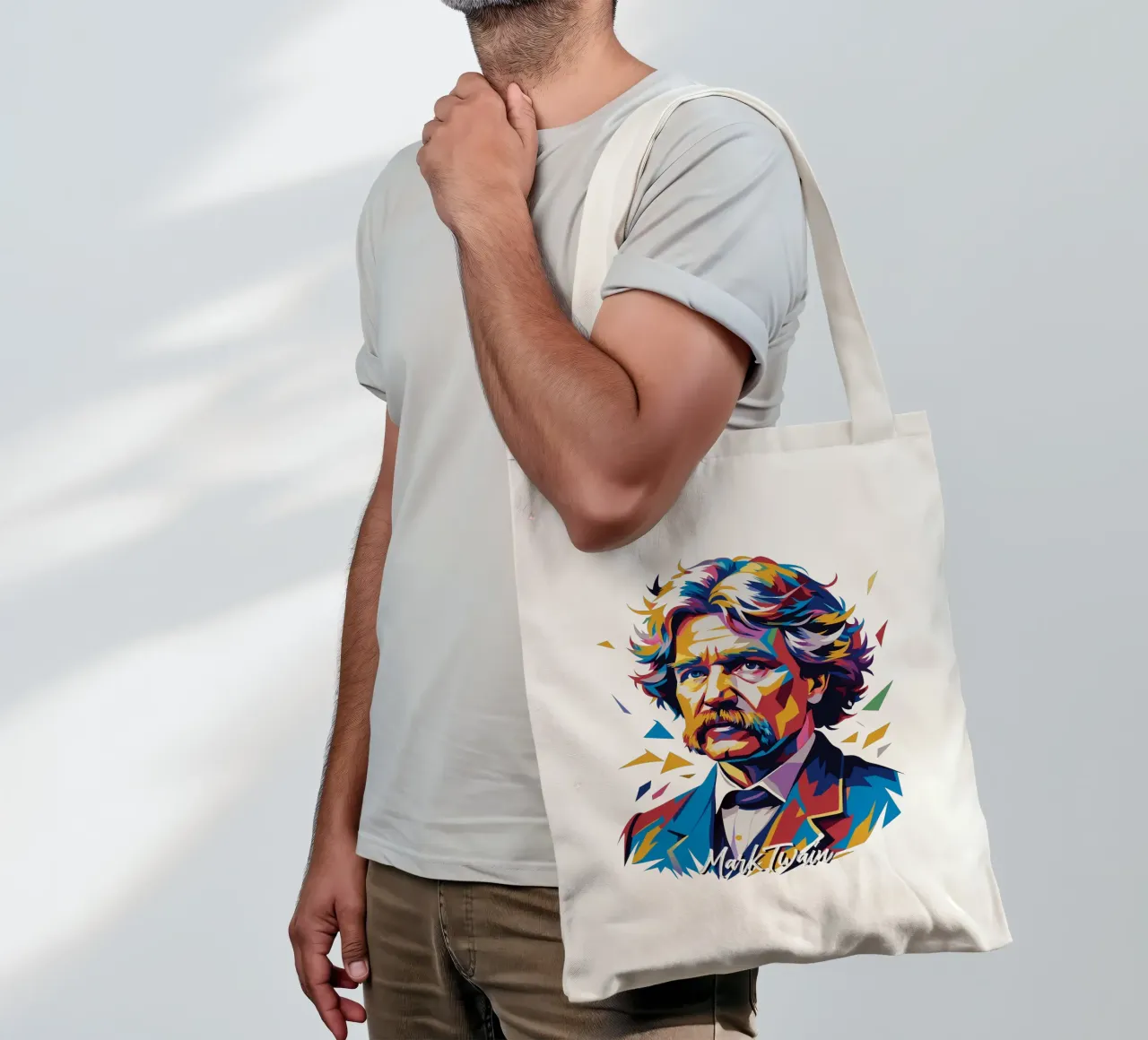 Mark Twain WPAP Pop Art tote bag by vectorartnesia