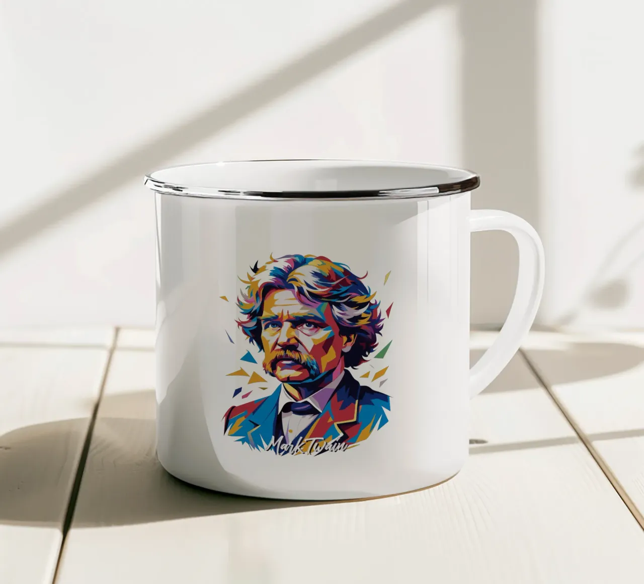 Mark Twain WPAP Pop Art mug en émail de vectorartnesia