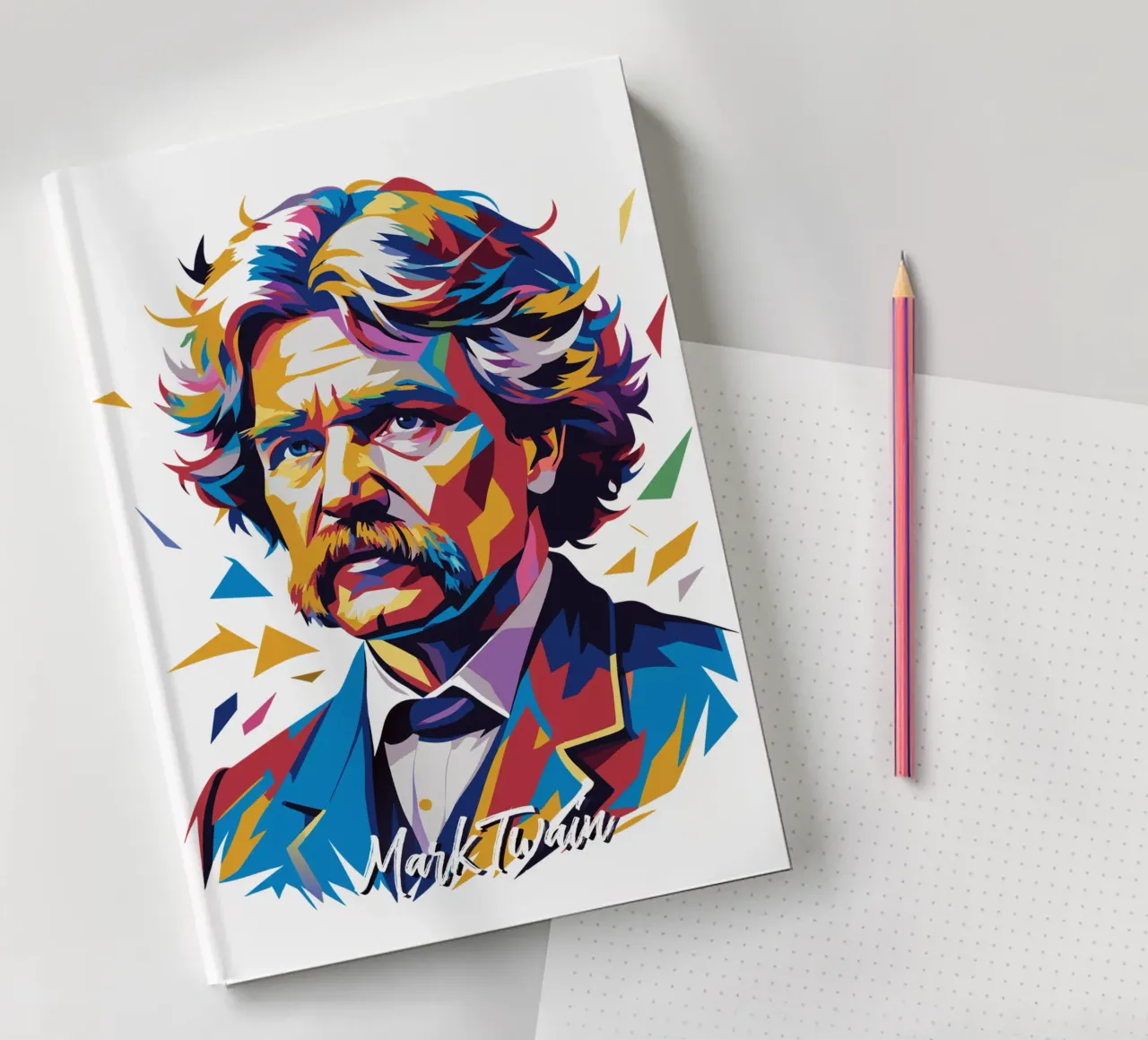 Mark Twain WPAP Pop Art notebook by vectorartnesia