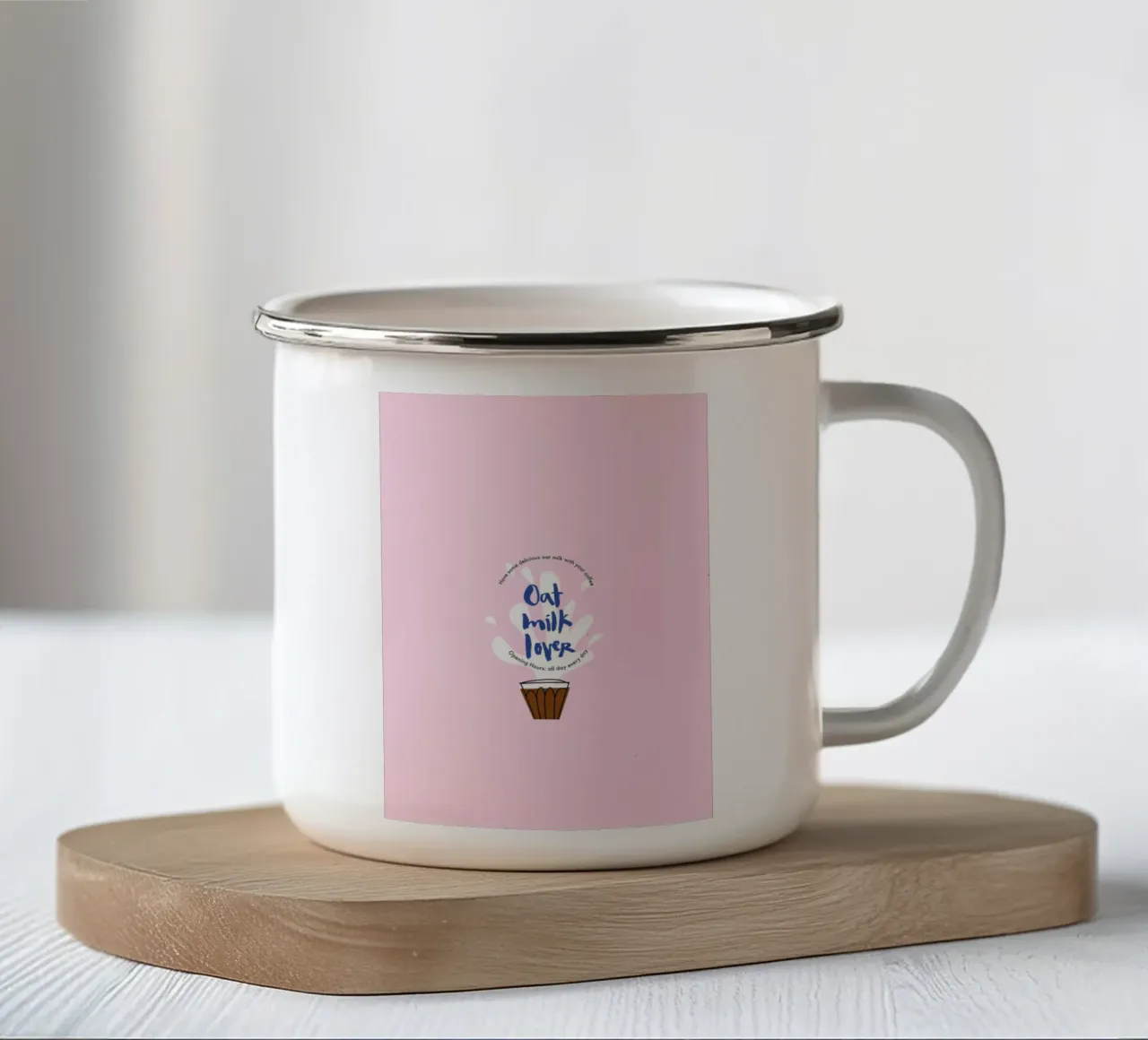 Oat milk lover tazza in smalto da Brushmeetspaper