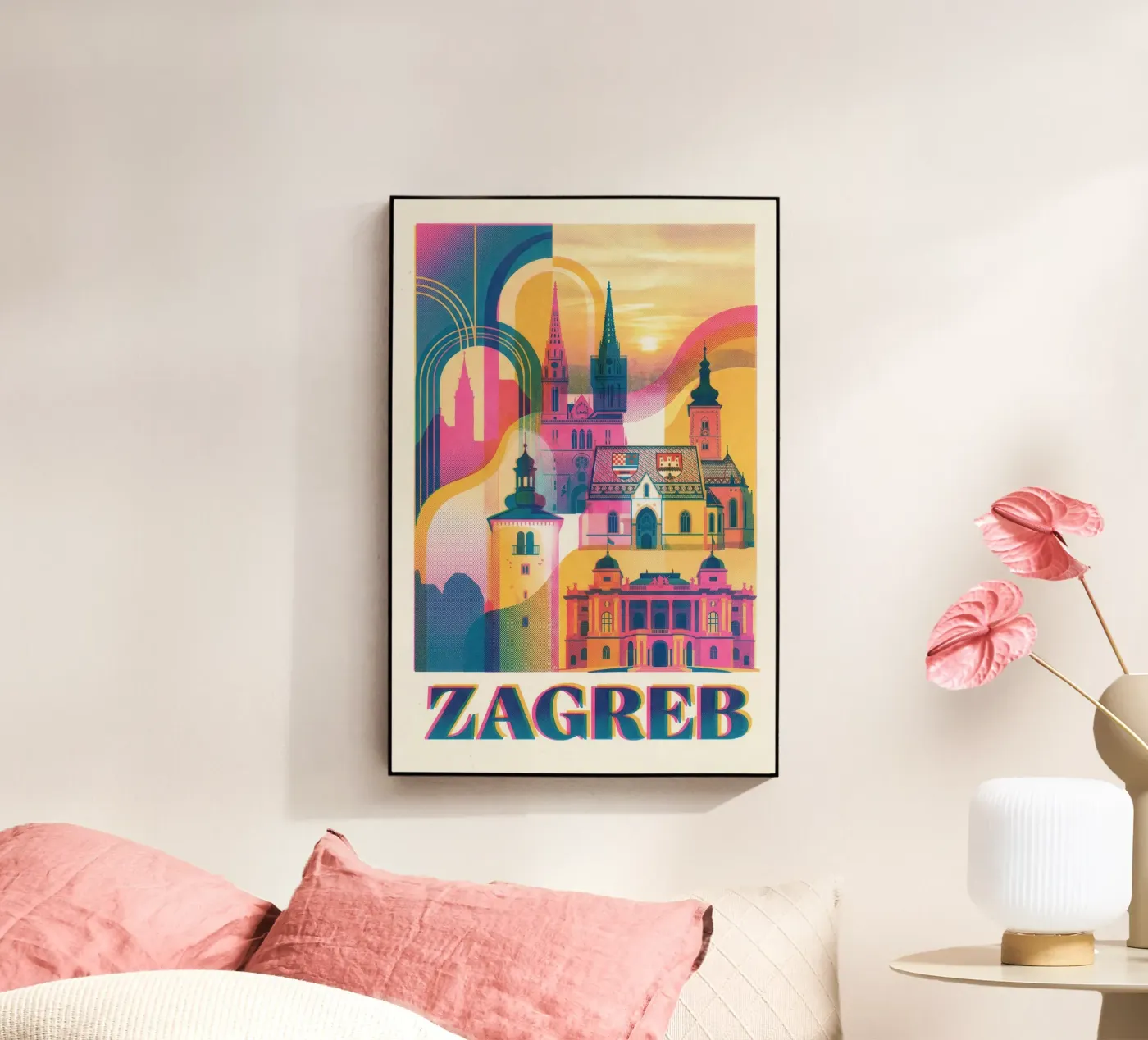 Zagreb Vintage Art Deco Acryl-Glas von CityPoster