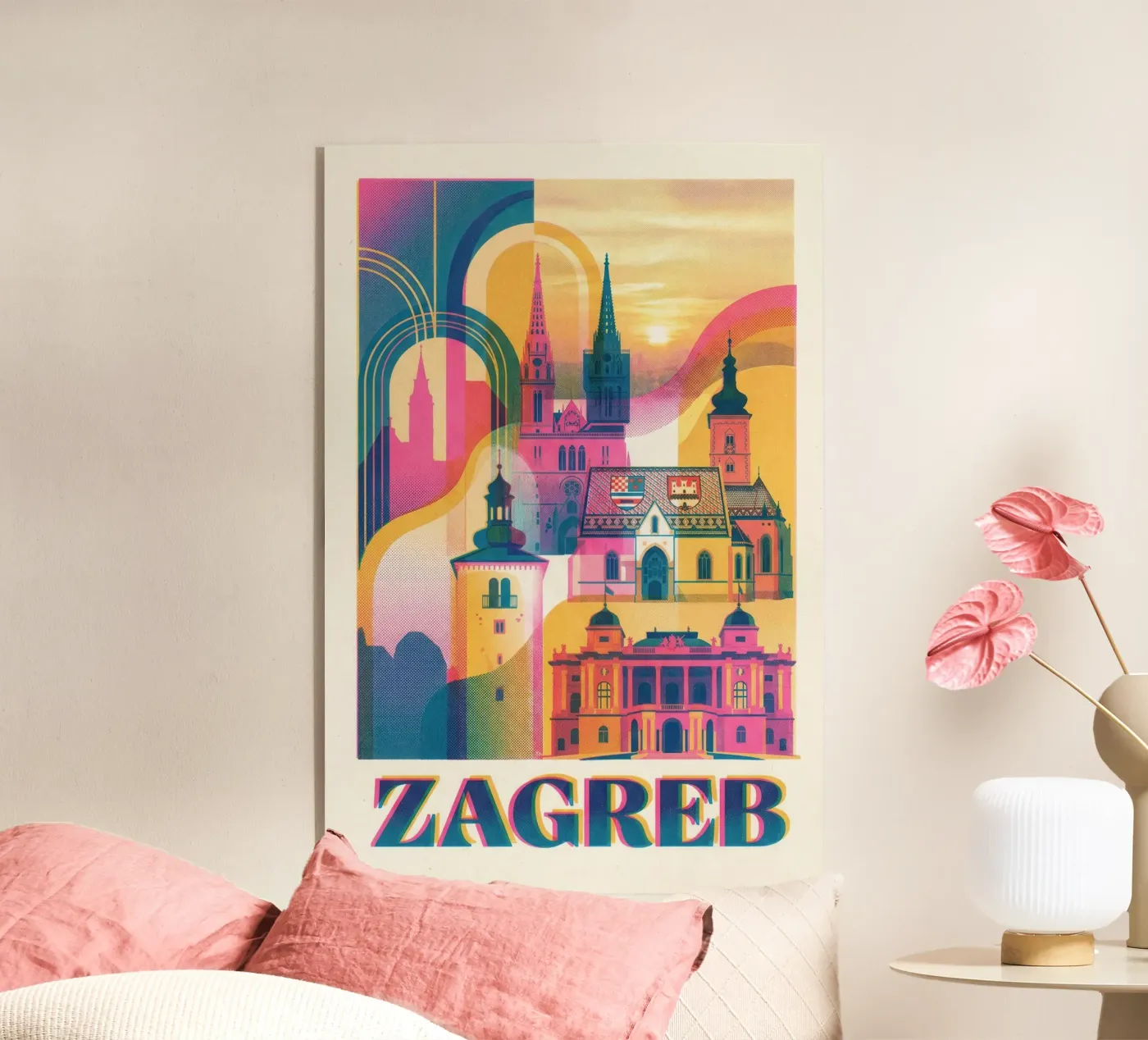 Zagreb Vintage Art Deco Acryl-Glas von CityPoster