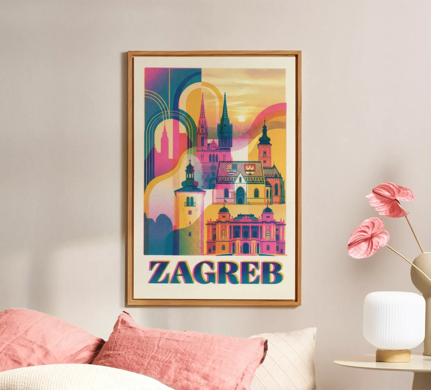 Zagreb Vintage Art Deco Forex-Platte von CityPoster
