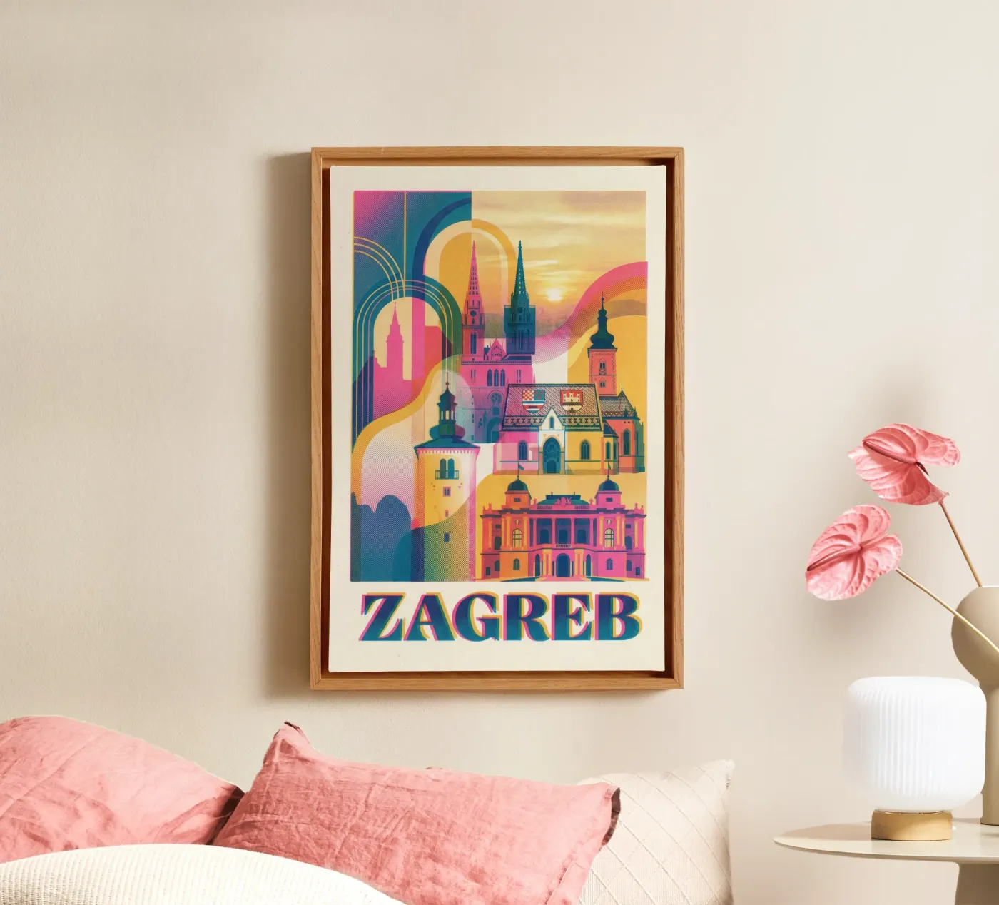 Zagreb Vintage Art Deco Leinwand von CityPoster
