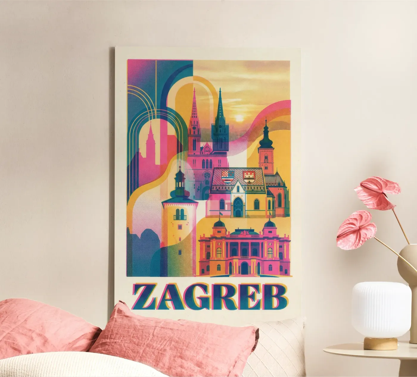 Zagreb Vintage Art Deco Leinwand von CityPoster