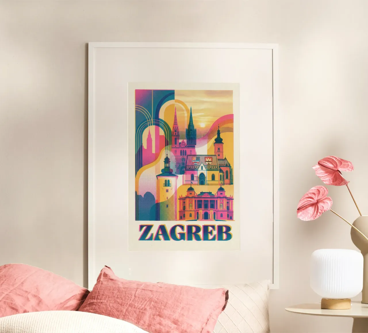 Zagreb Vintage Art Deco Poster von CityPoster