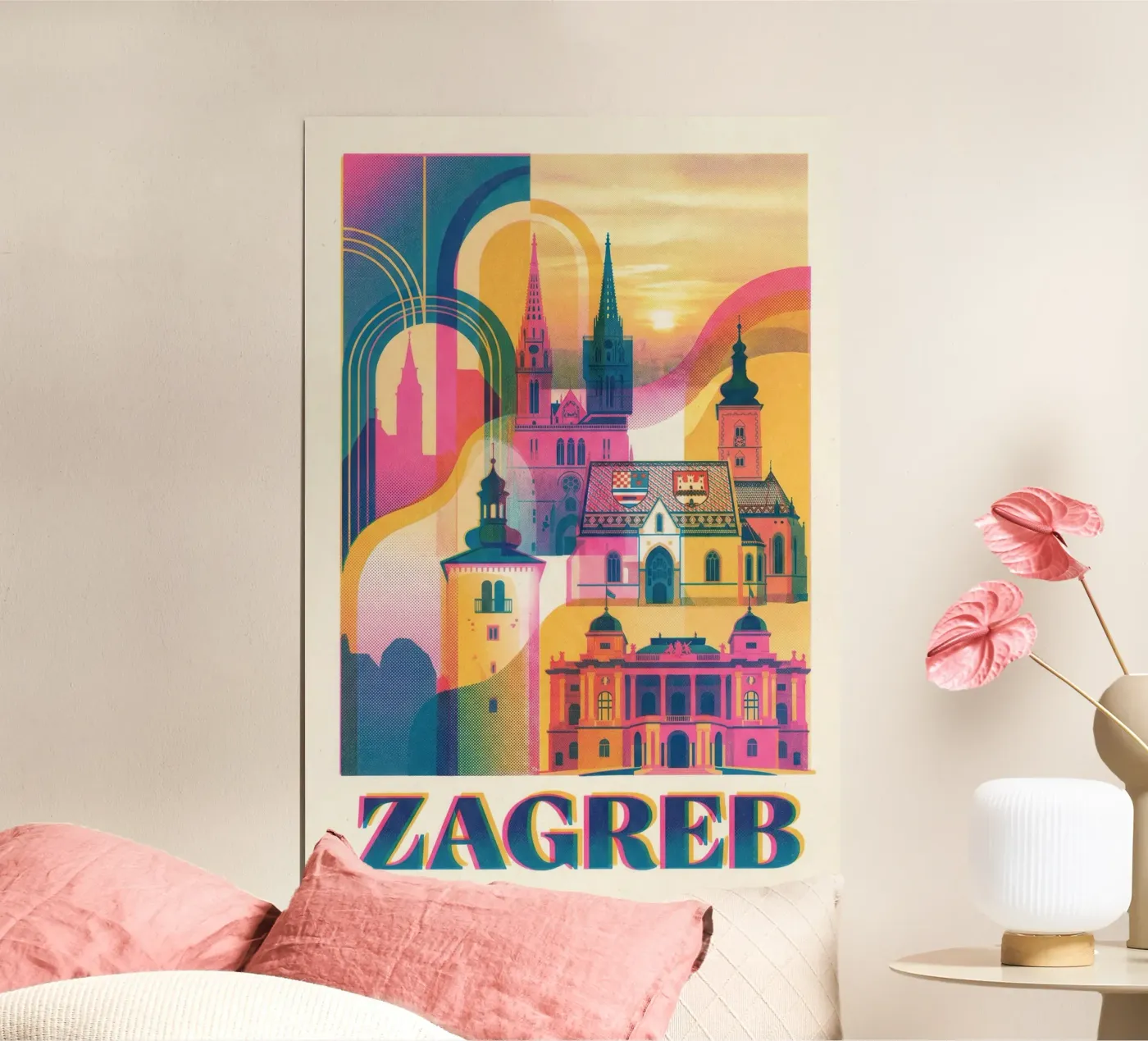 Zagreb Vintage Art Deco Poster von CityPoster