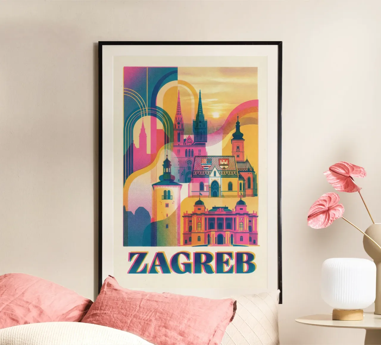 Zagreb Vintage Art Deco Poster von CityPoster