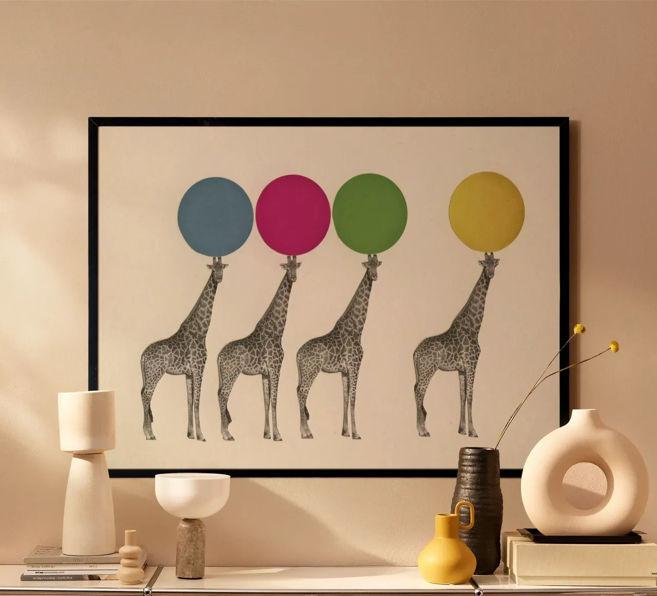 Atto di equilibrio poster con telaio in legno da Cassia Beck Collage
