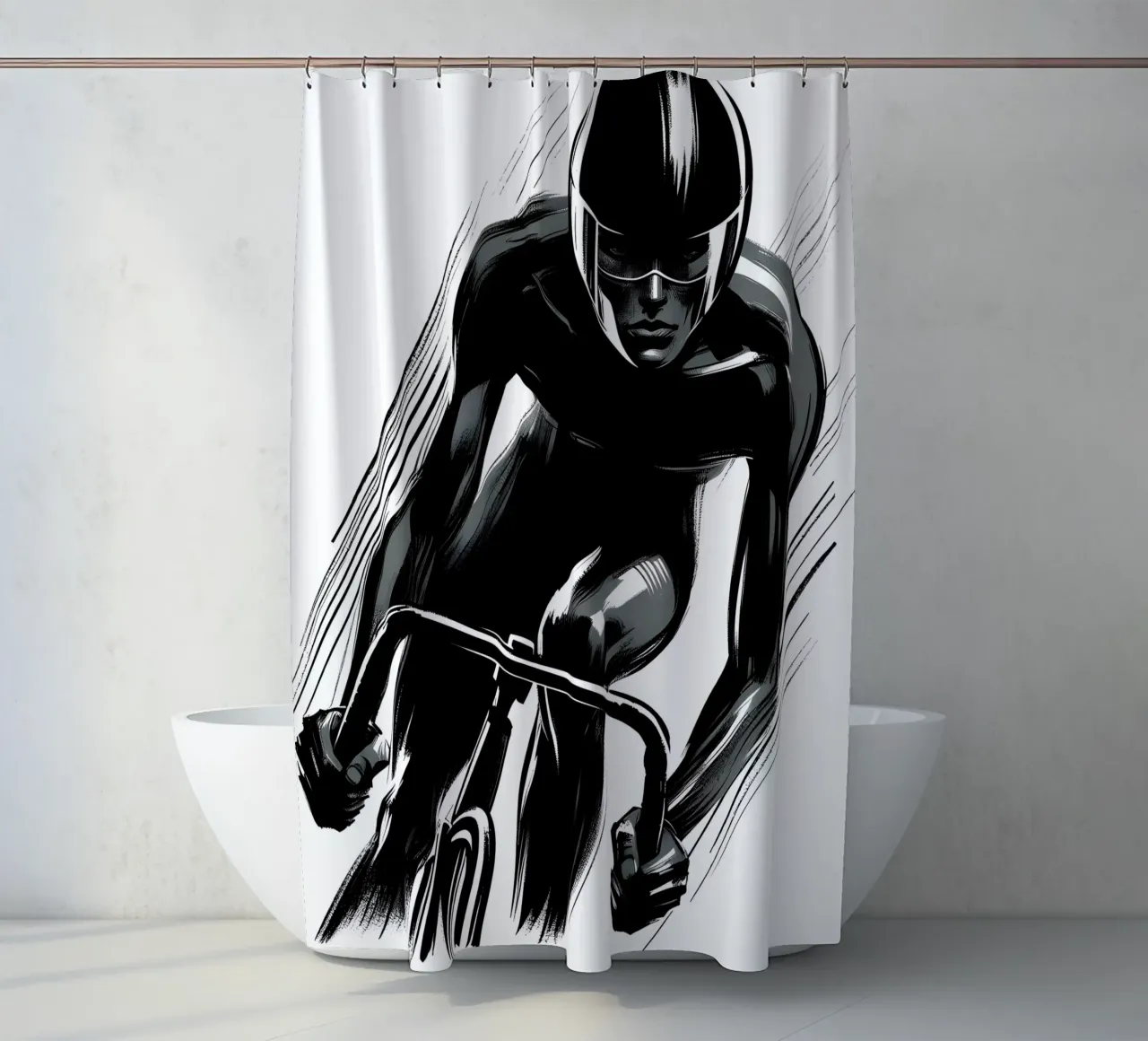 BIKE RACE shower curtain by ARTOMATIC