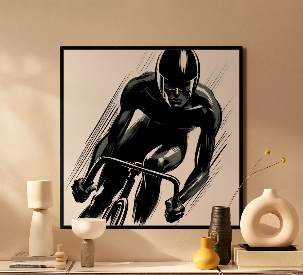 GARA IN BICICLETTA poster con telaio in legno da ARTOMATIC