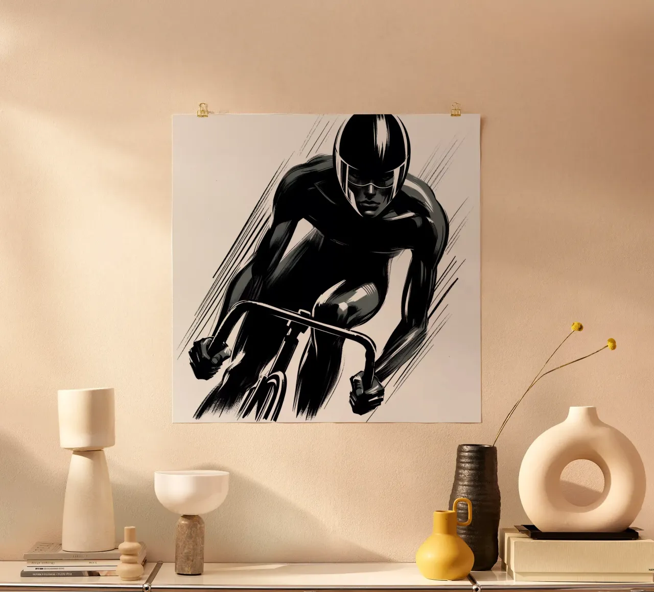 GARA IN BICICLETTA poster con telaio in legno da ARTOMATIC