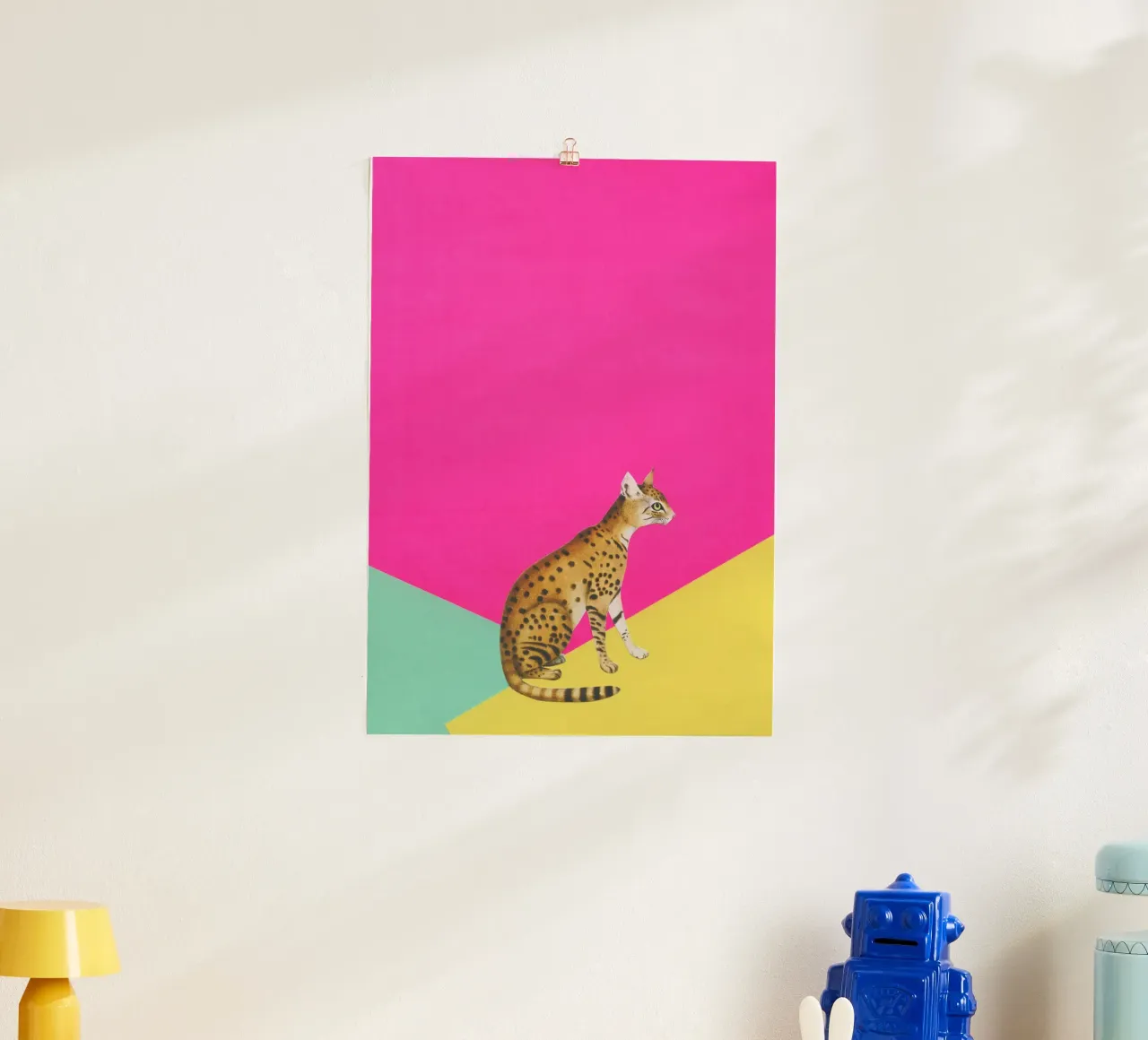 Grande Gatto poster con telaio in alluminio da Cassia Beck Collage