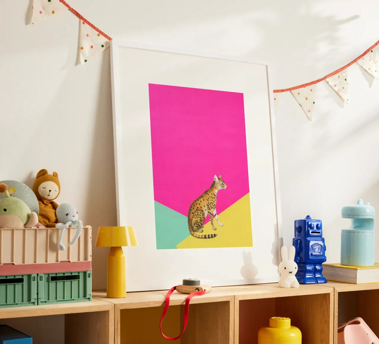 Grande Gatto poster con telaio in alluminio da Cassia Beck Collage