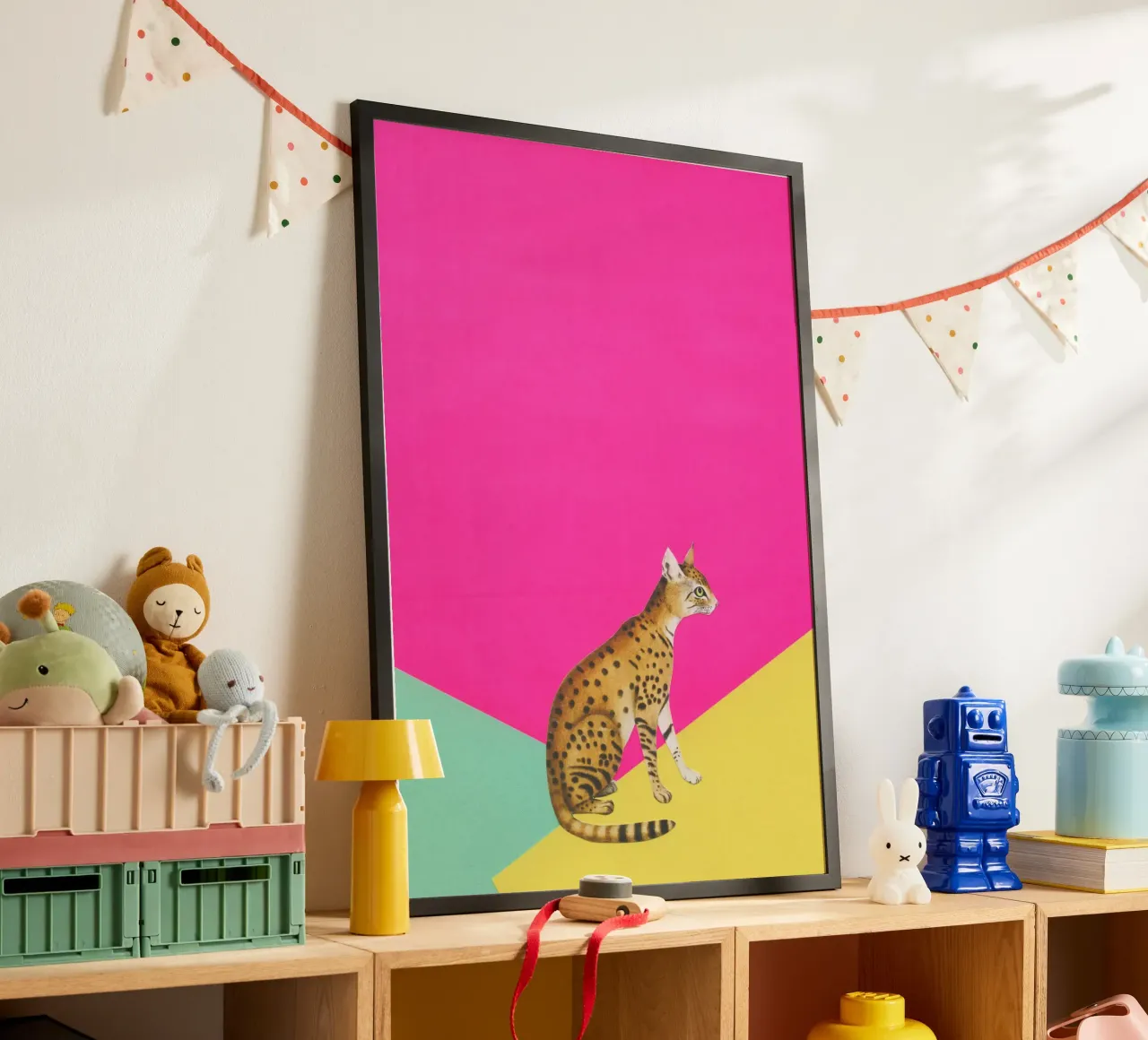 Grande Gatto poster con telaio in alluminio da Cassia Beck Collage