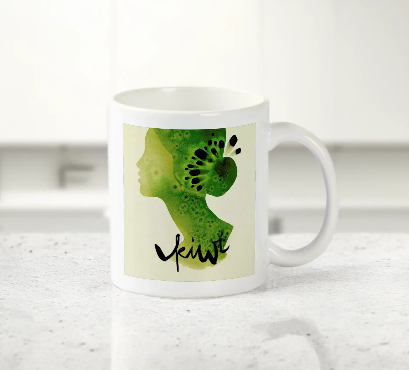 Kiwi ceramic mug by Ekaterina Koroleva