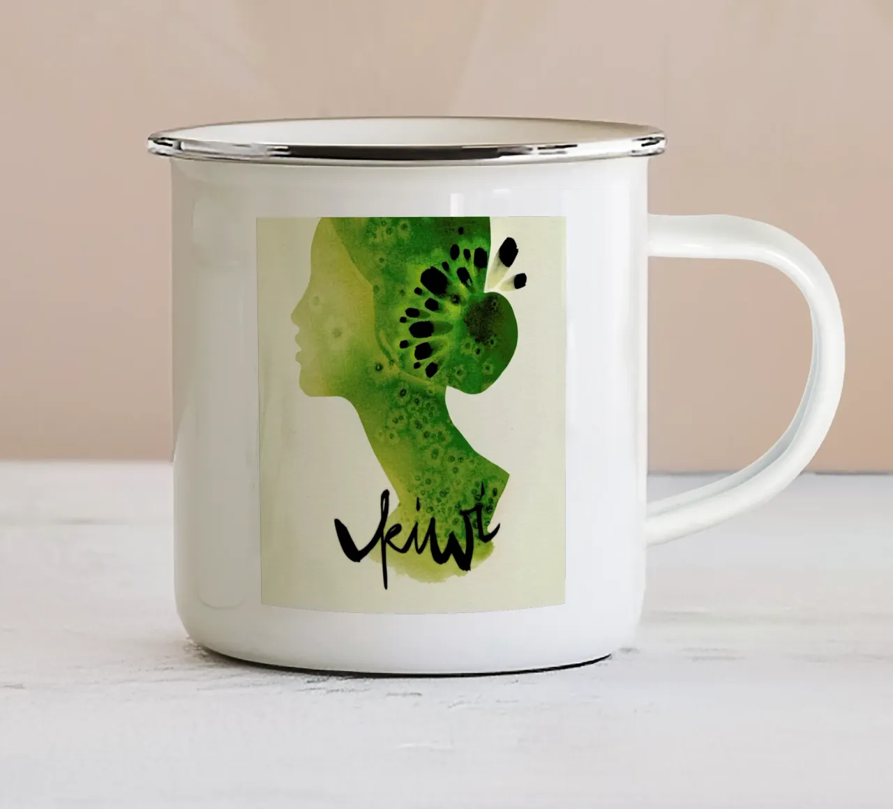 Kiwi tazza in smalto da Ekaterina Koroleva