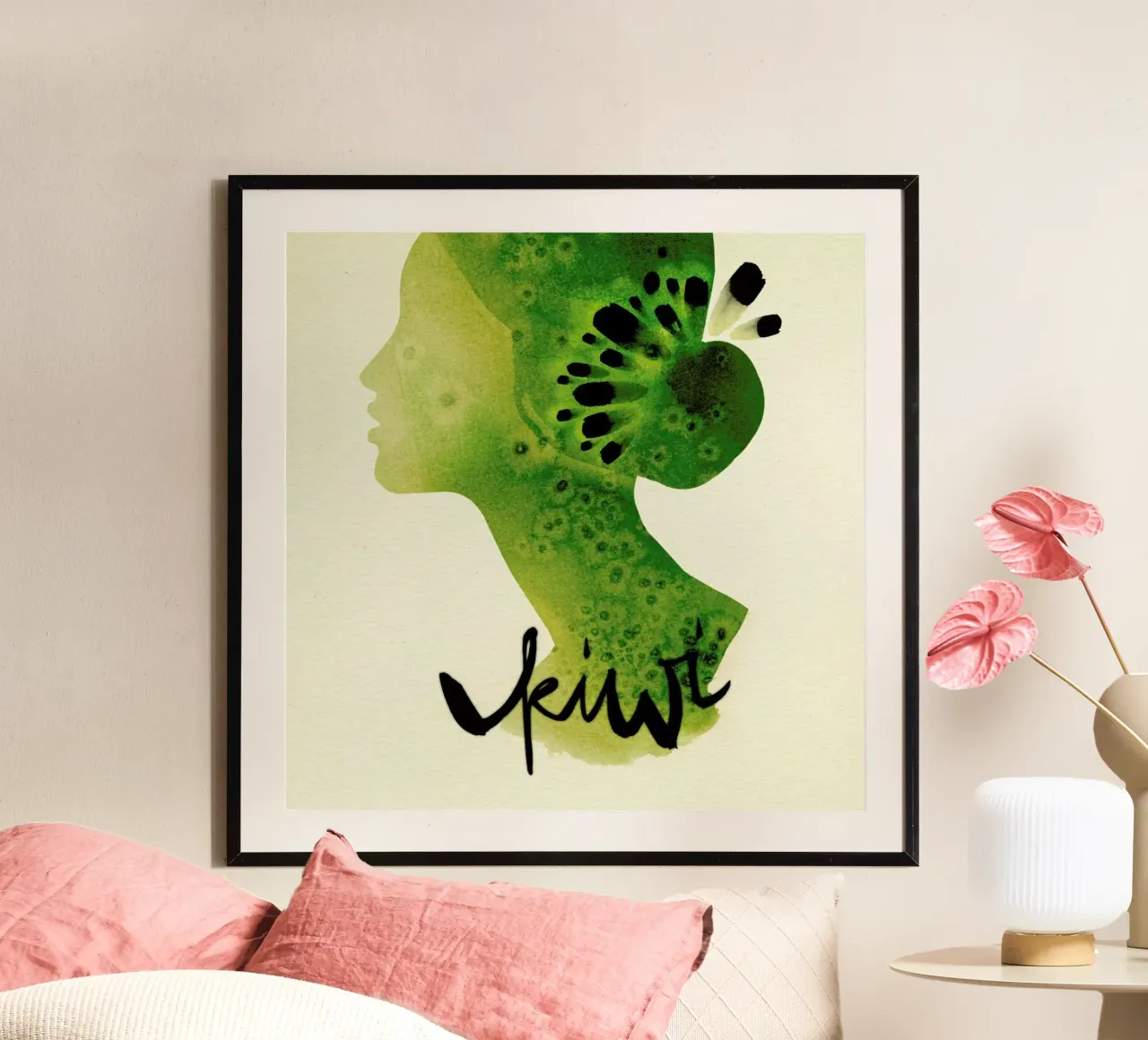 Kiwi poster con telaio in legno da Ekaterina Koroleva