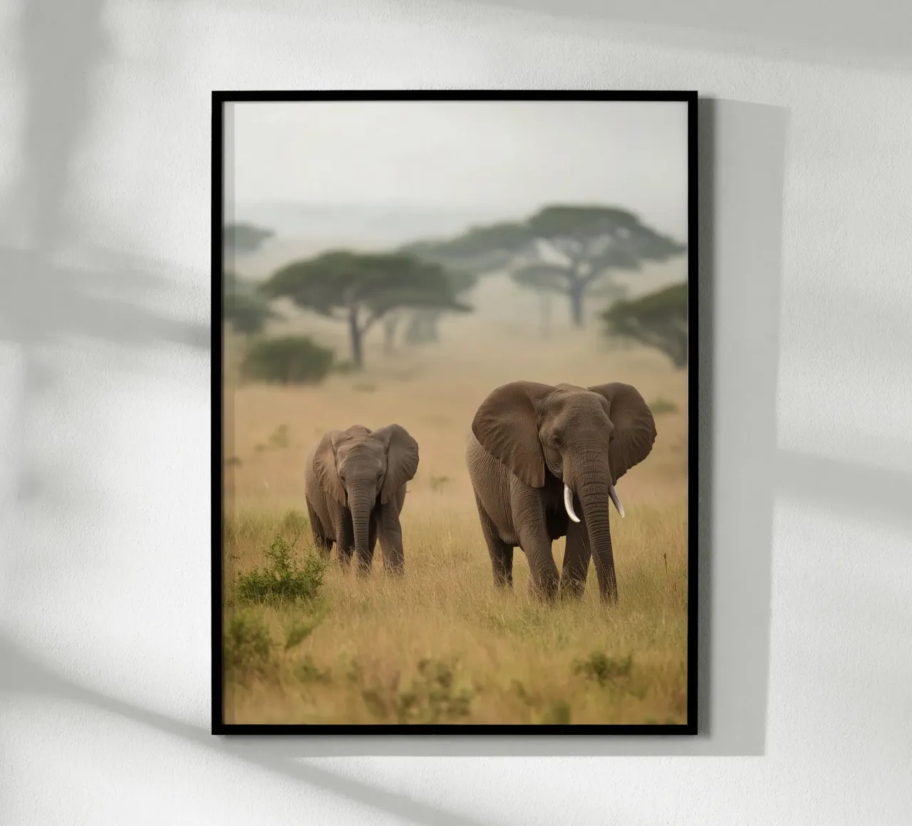 Elephants at Dawn | Serene Wildlife Landscape poster by story engage