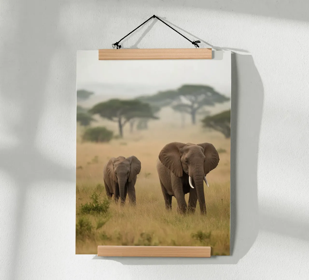 Elephants at Dawn | Serene Wildlife Landscape poster by story engage