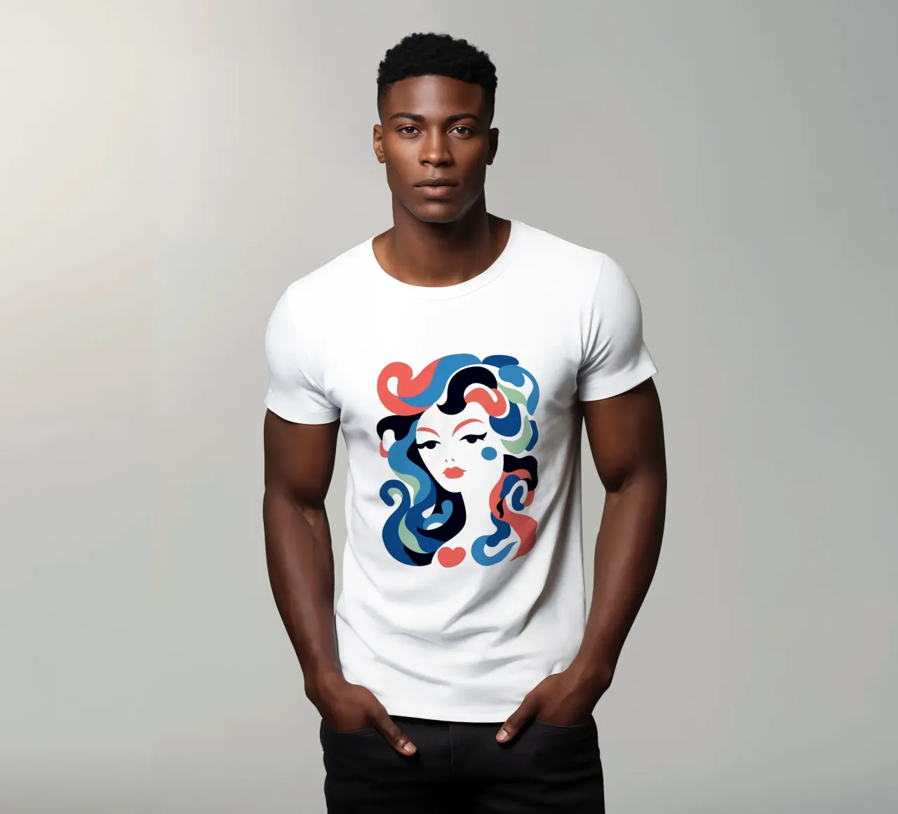 Portrait einer Seejungfrau | Pop-Art trifft auf Art Déco T-Shirt von Autofocus