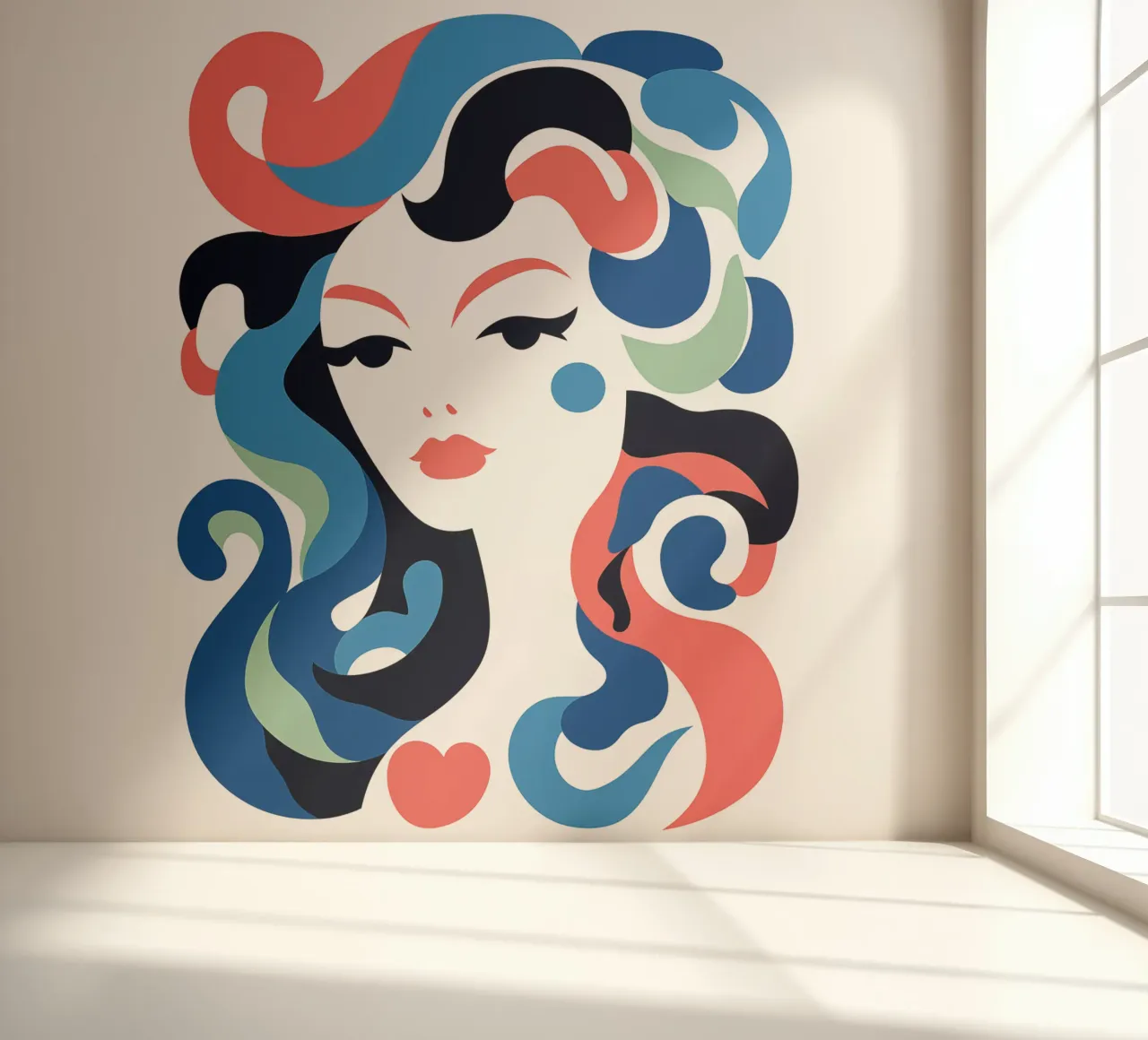 Portrait of a mermaid | Pop Art meets Art Déco photo wallpaper by Autofocus